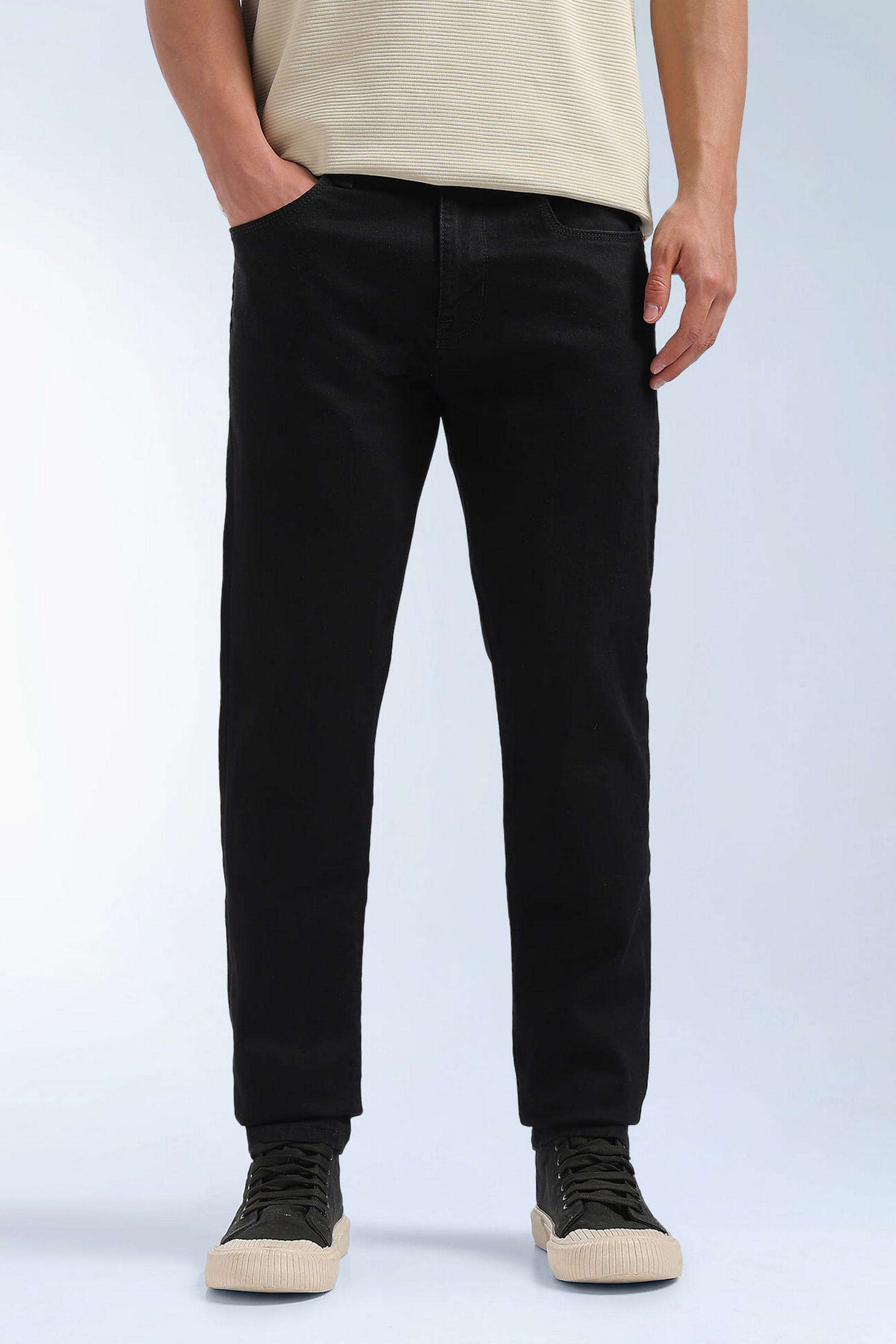 Solid-Cotton-Viscose-Tapered-Fit-Men-s-Jeans