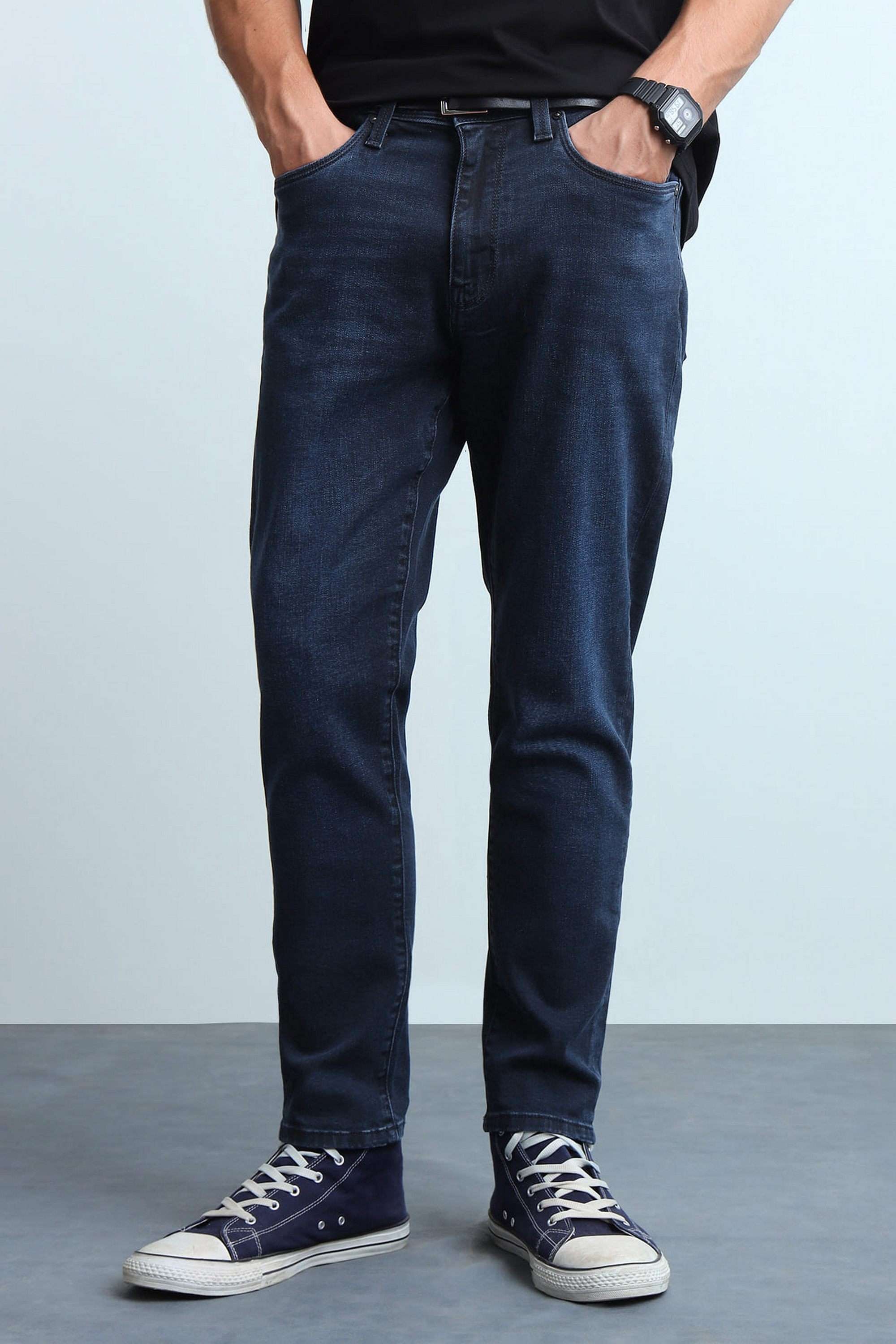 Solid-Cotton-Tapered-Fit-Men-s-Jeans