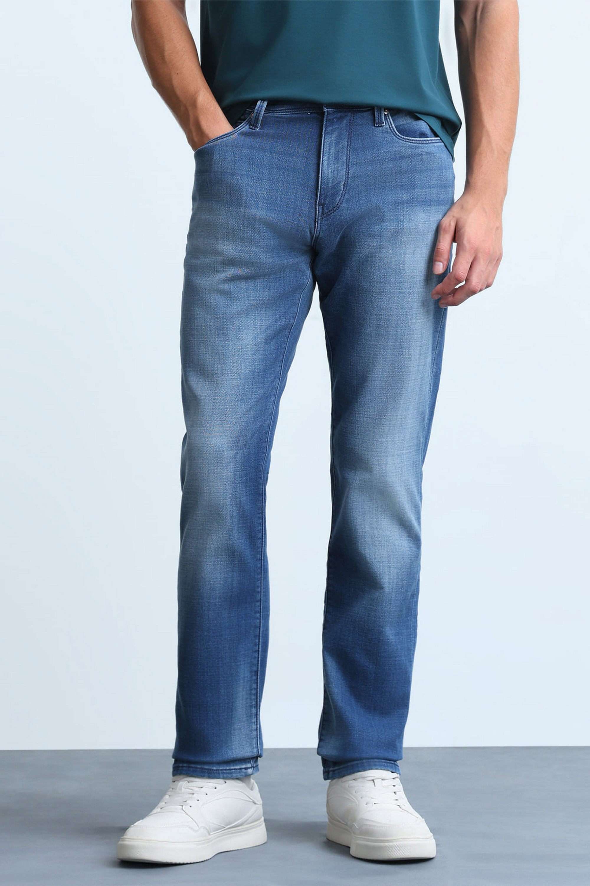 Solid-Poly-Cotton-Tapered-Fit-Men-s-Jeans
