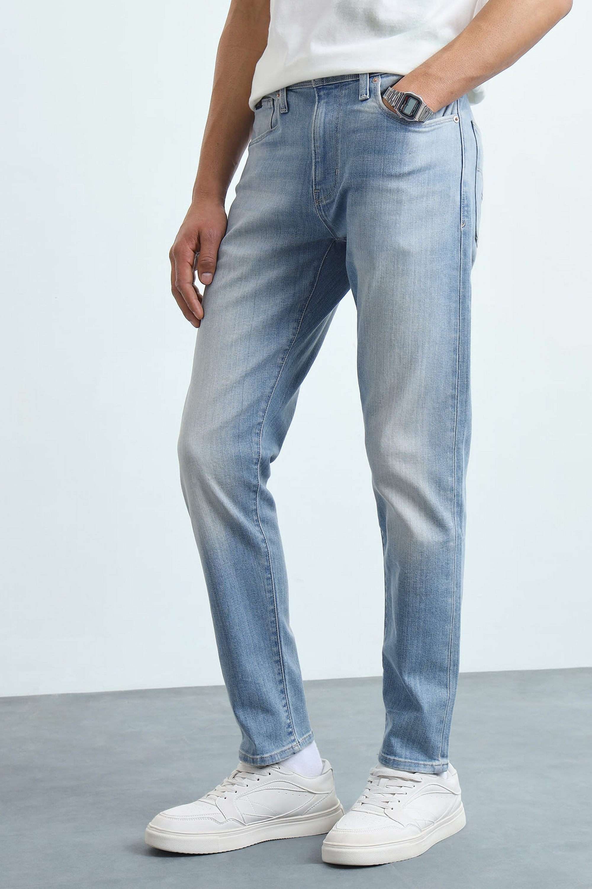 Solid-Cotton-Tapered-Fit-Men-s-Jeans