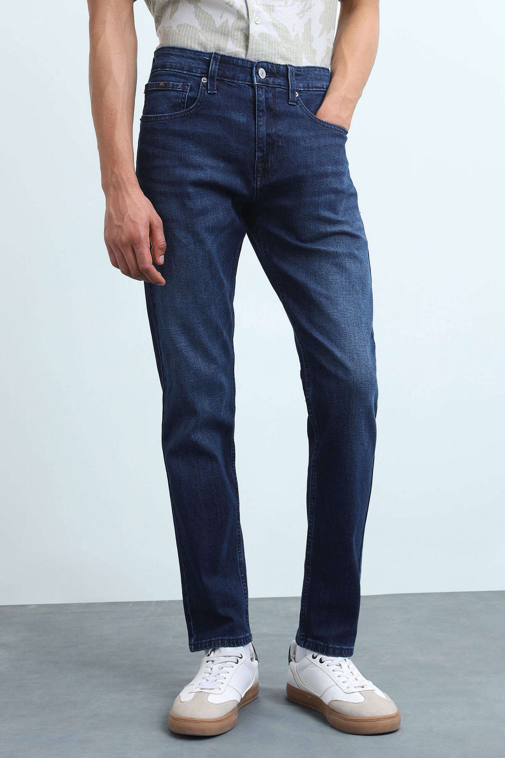 Solid-Cotton-Stretch-Tapered-Fit-Men-s-Jeans