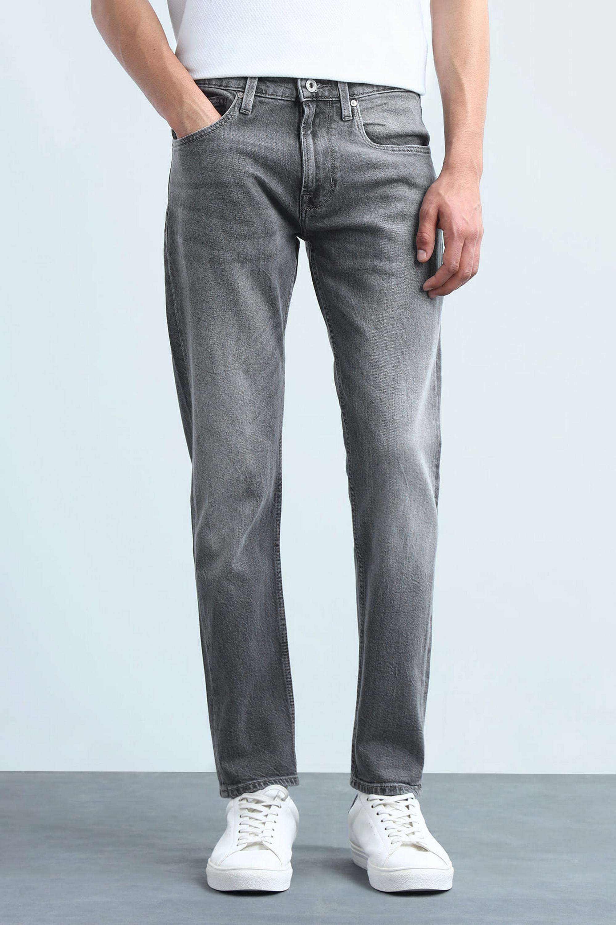 Solid-Cotton-Stretch-Tapered-Fit-Men-s-Jeans