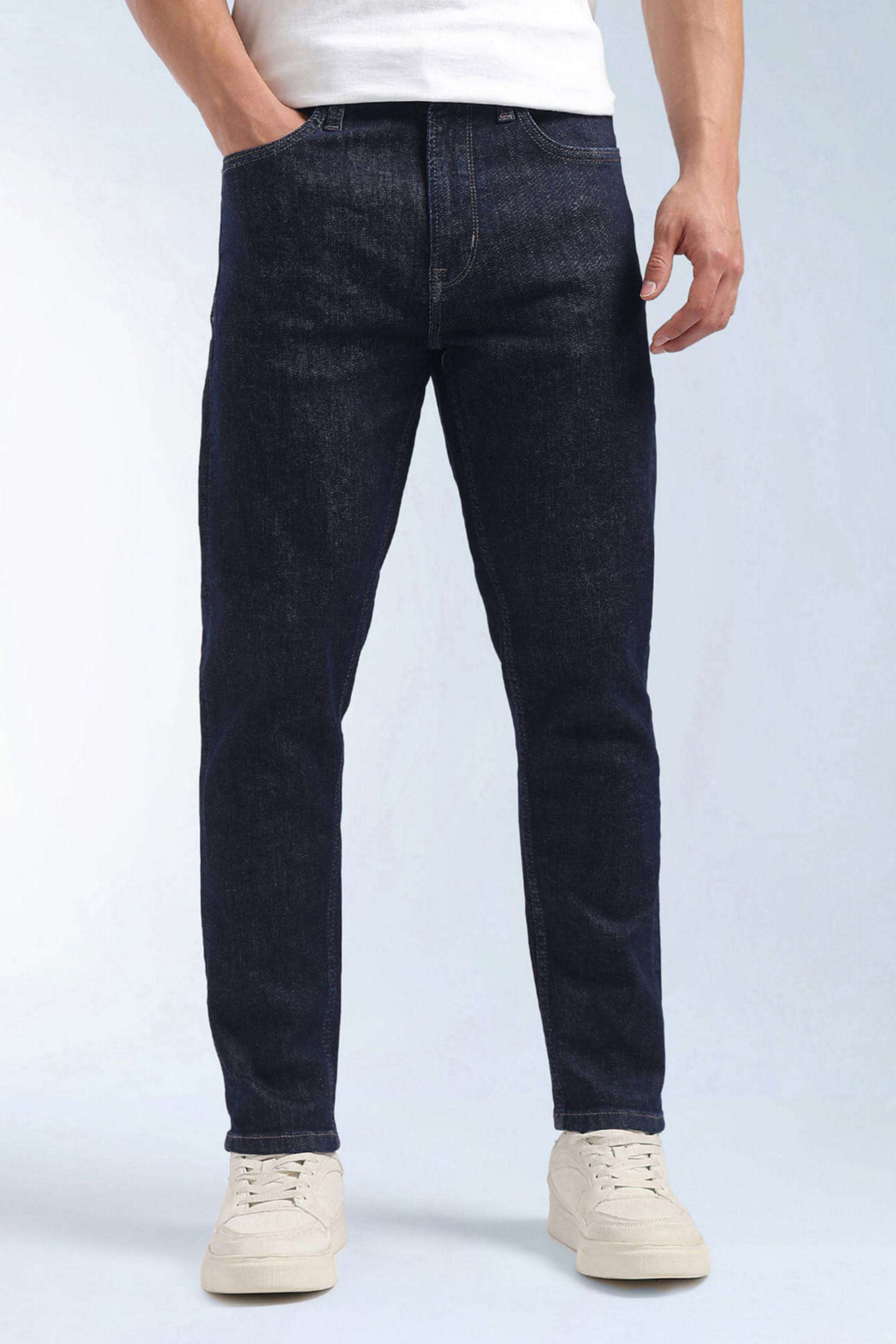 Solid-Cotton-Viscose-Tapered-Fit-Men-s-Jeans
