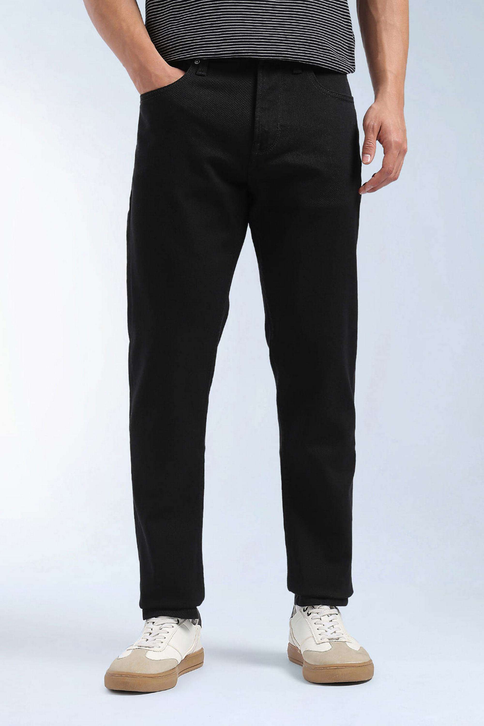 Solid-Cotton-Stretch-Tapered-Fit-Men-s-Jeans