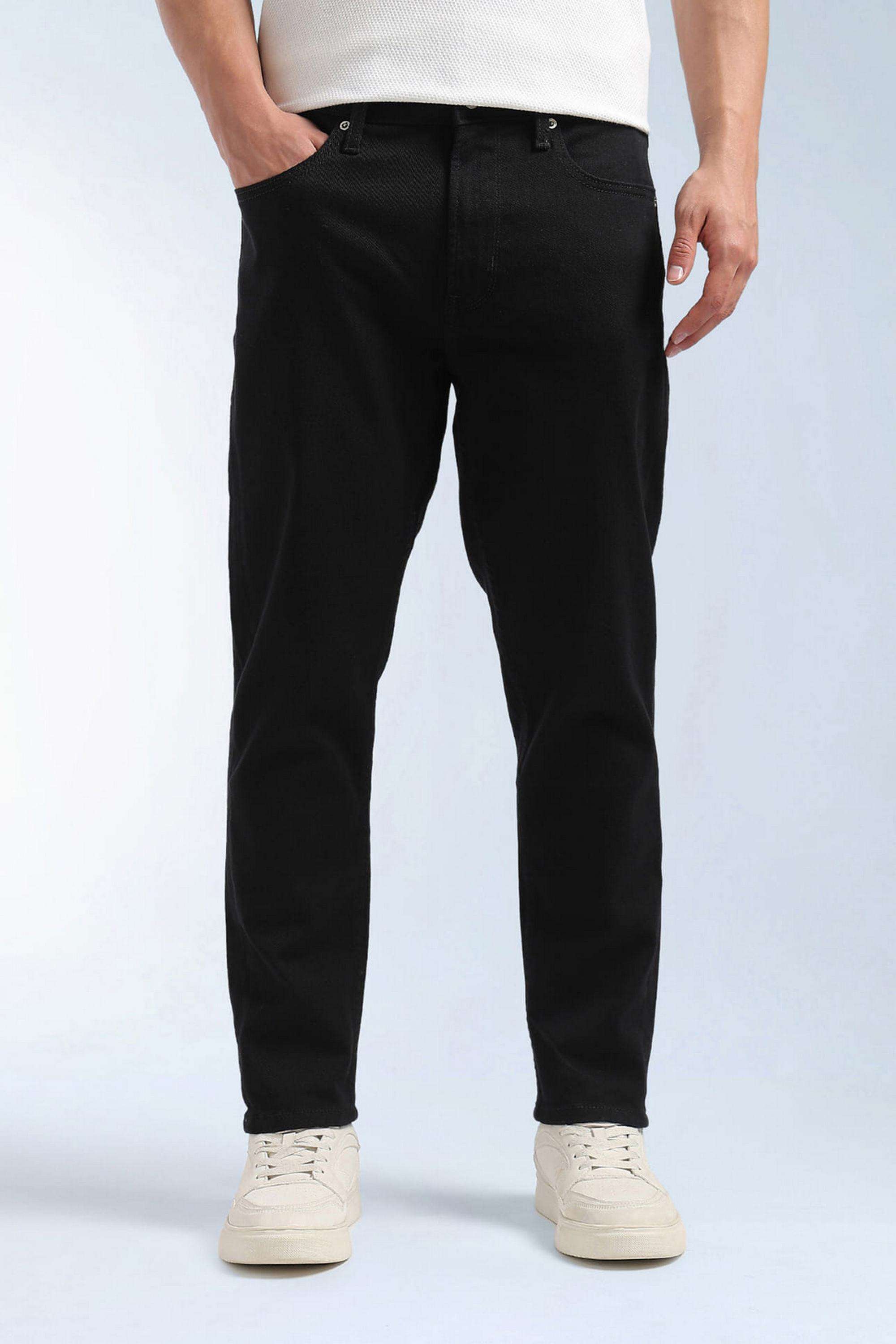 Solid-Cotton-Stretch-Tapered-Fit-Men-s-Jeans