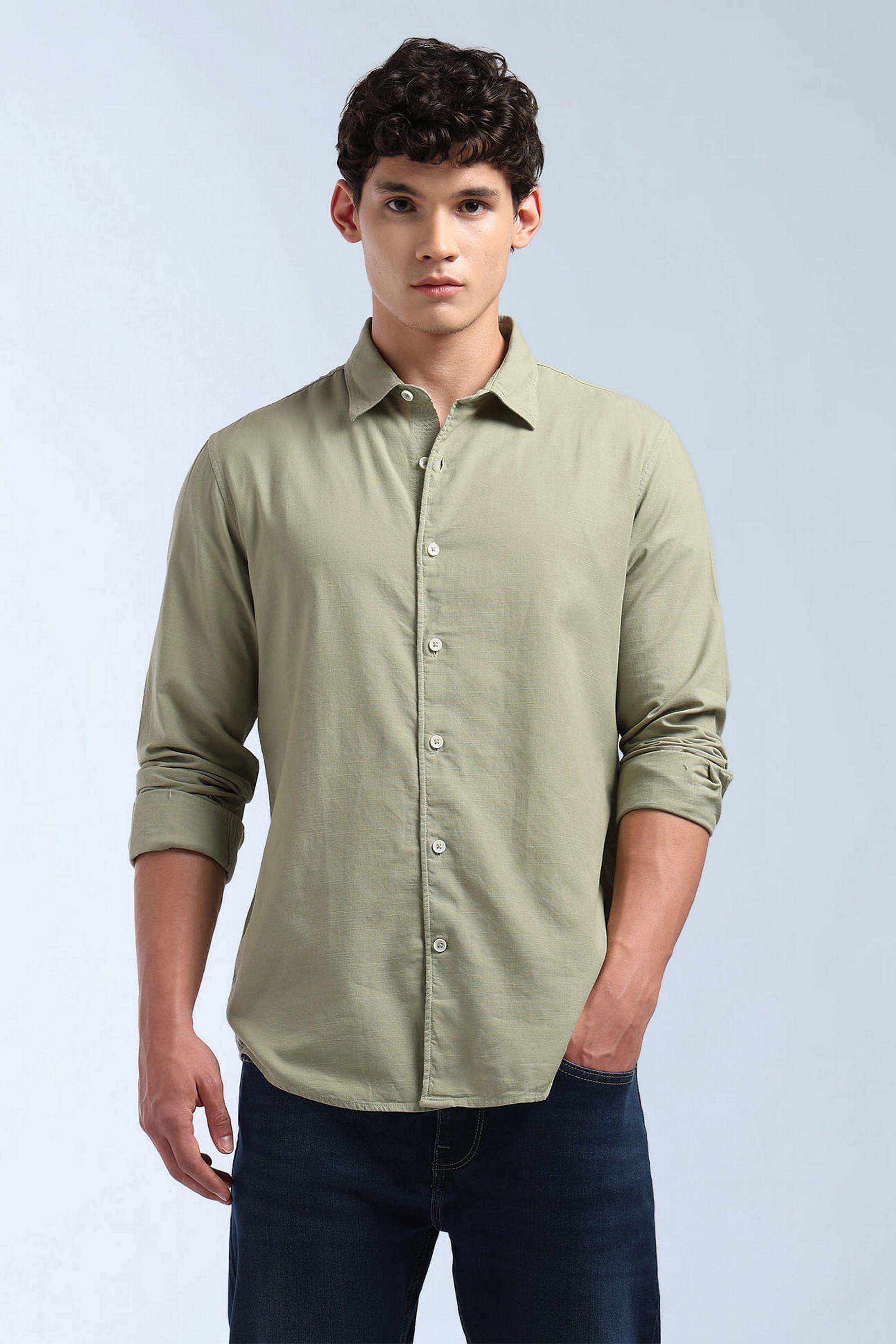 Solid-Cotton-Slim-Fit-Men-s-Shirt