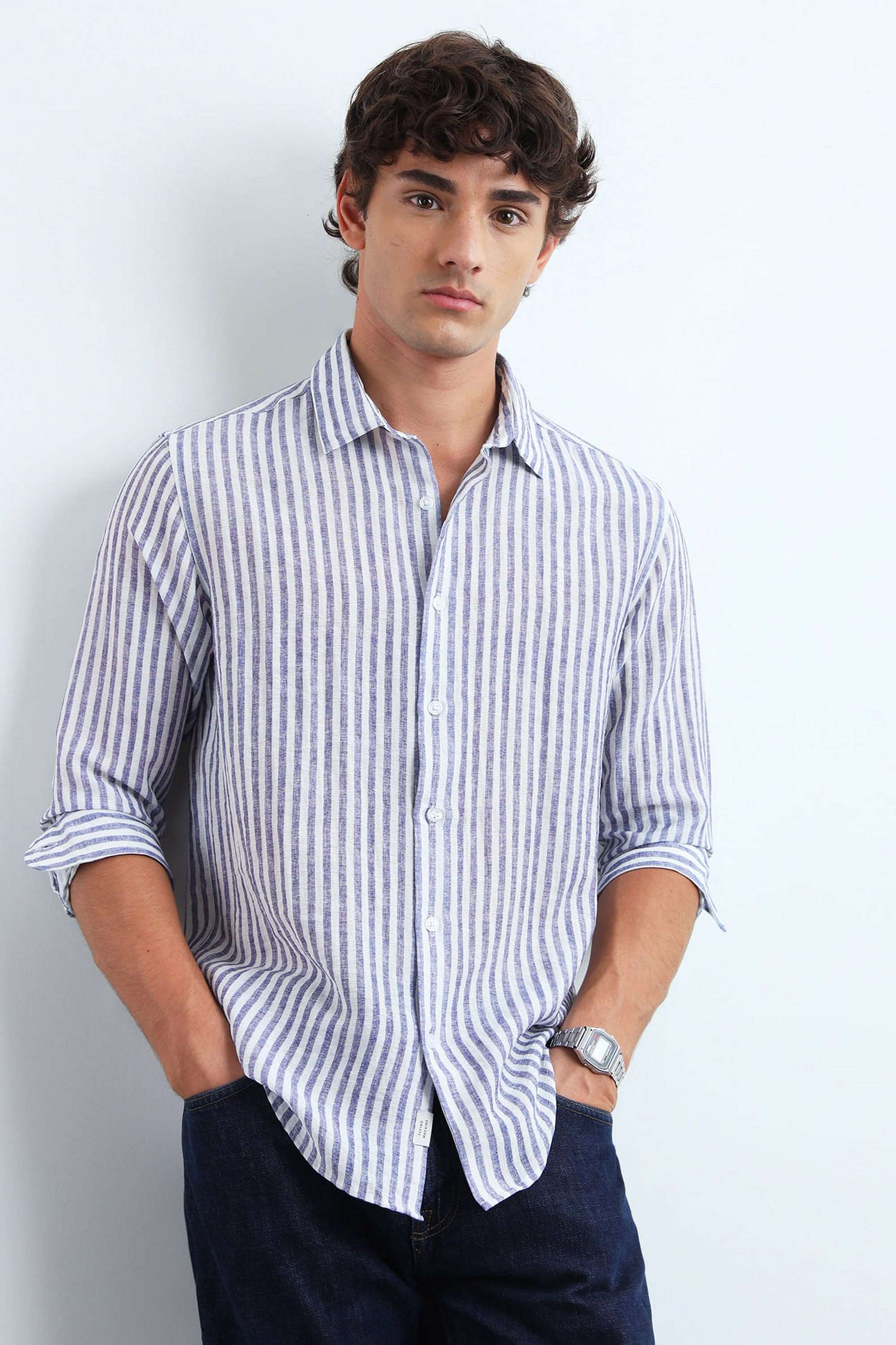 Stripes-Rayon-Slim-Fit-Men-s-Casual-Shirt