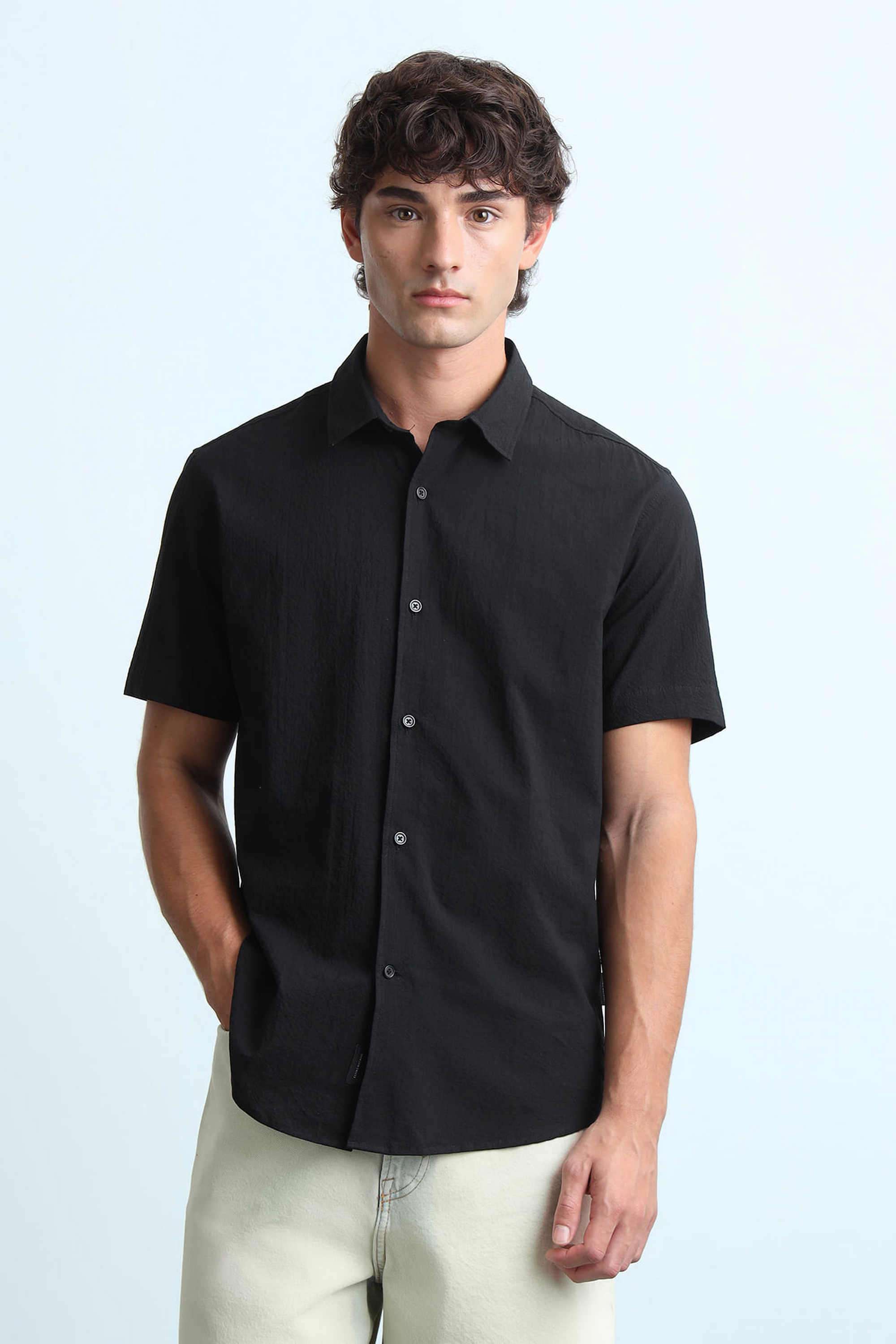 Solid-Cotton-Stretch-Slim-Fit-Men-s-Shirt