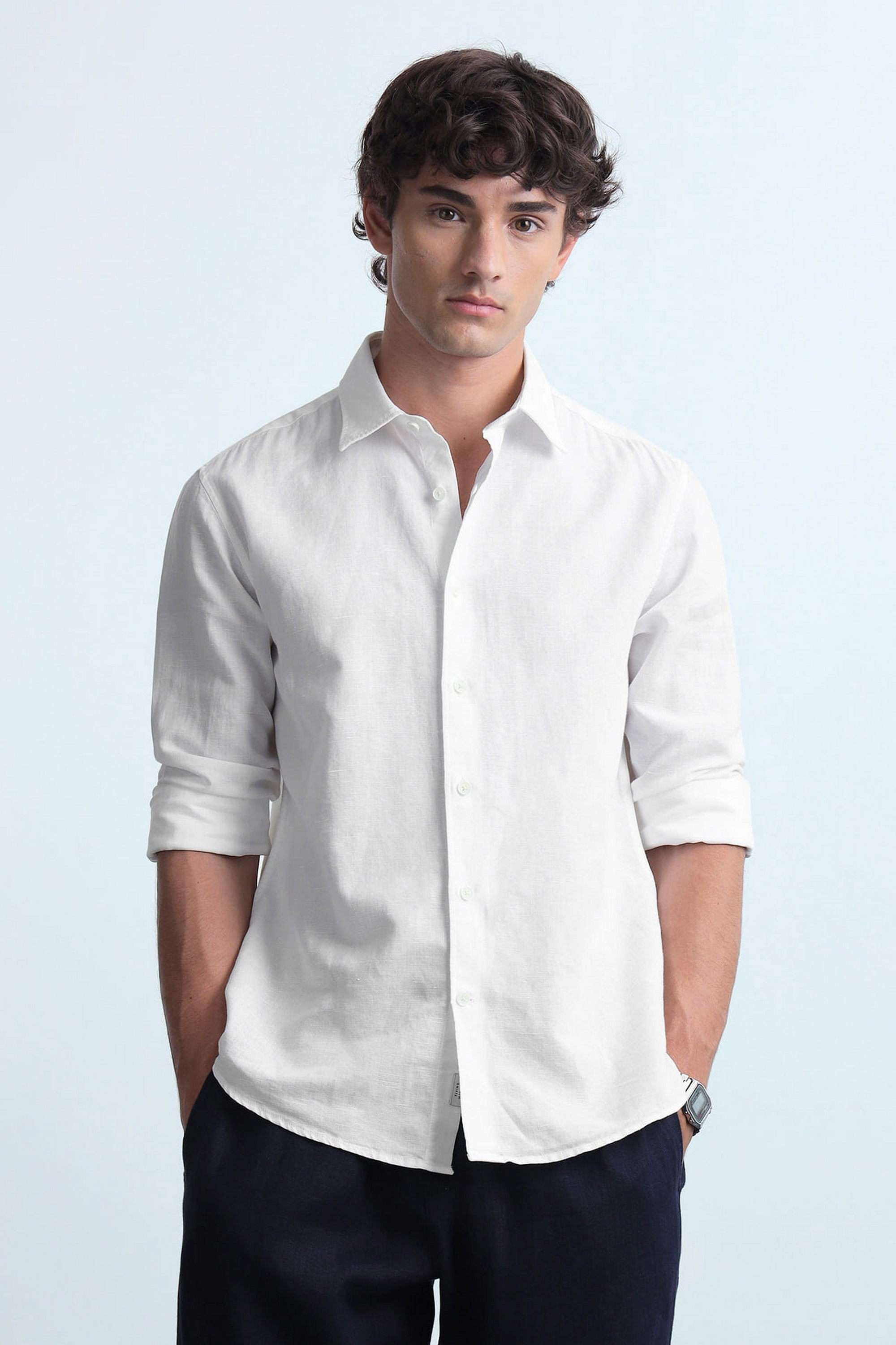 Solid-Cotton-Blend-Slim-Fit-Men-s-Casual-Shirt