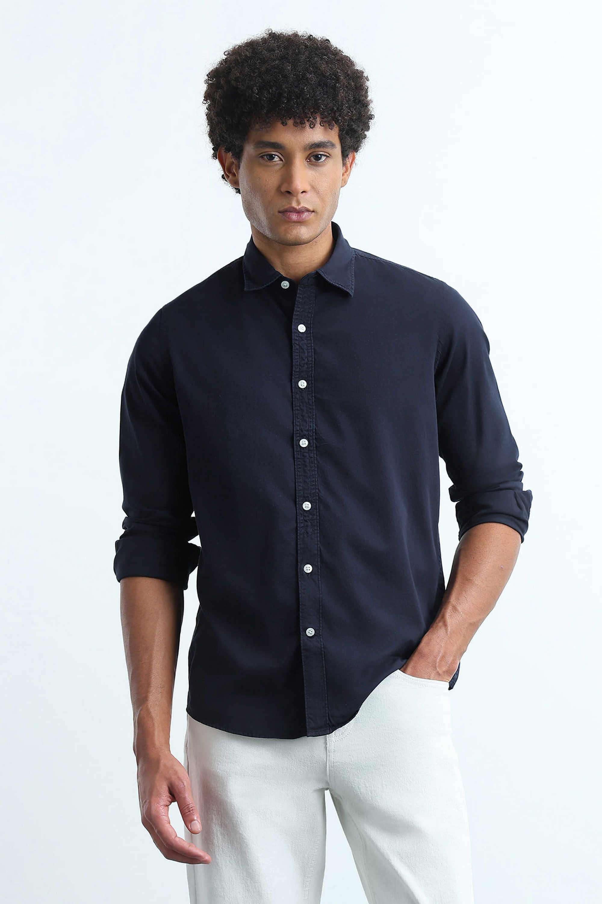 Solid-Cotton-Slim-Fit-Men-s-Shirt