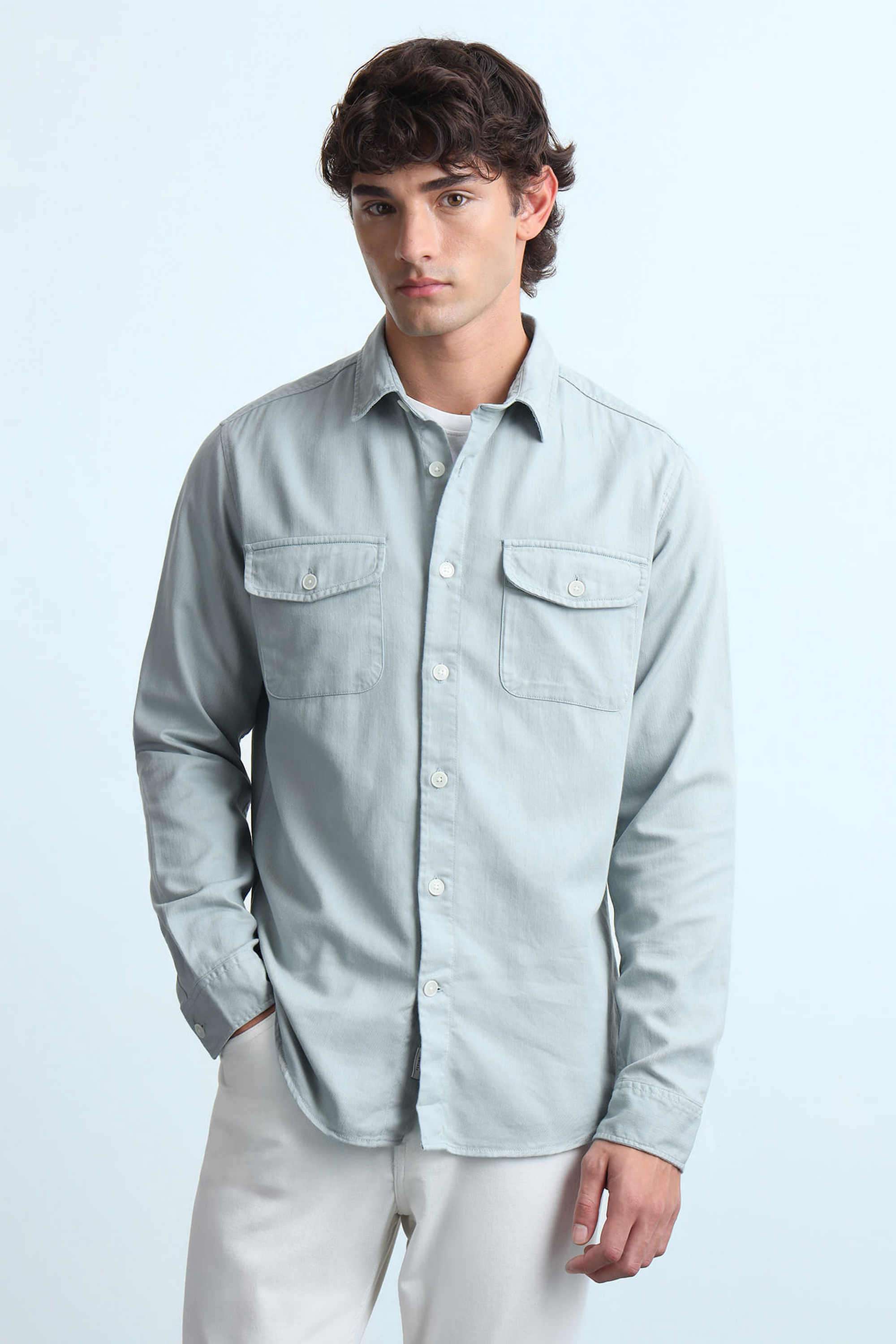 Solid-Cotton-Lycra-Slim-Fit-Men-s-Shirt