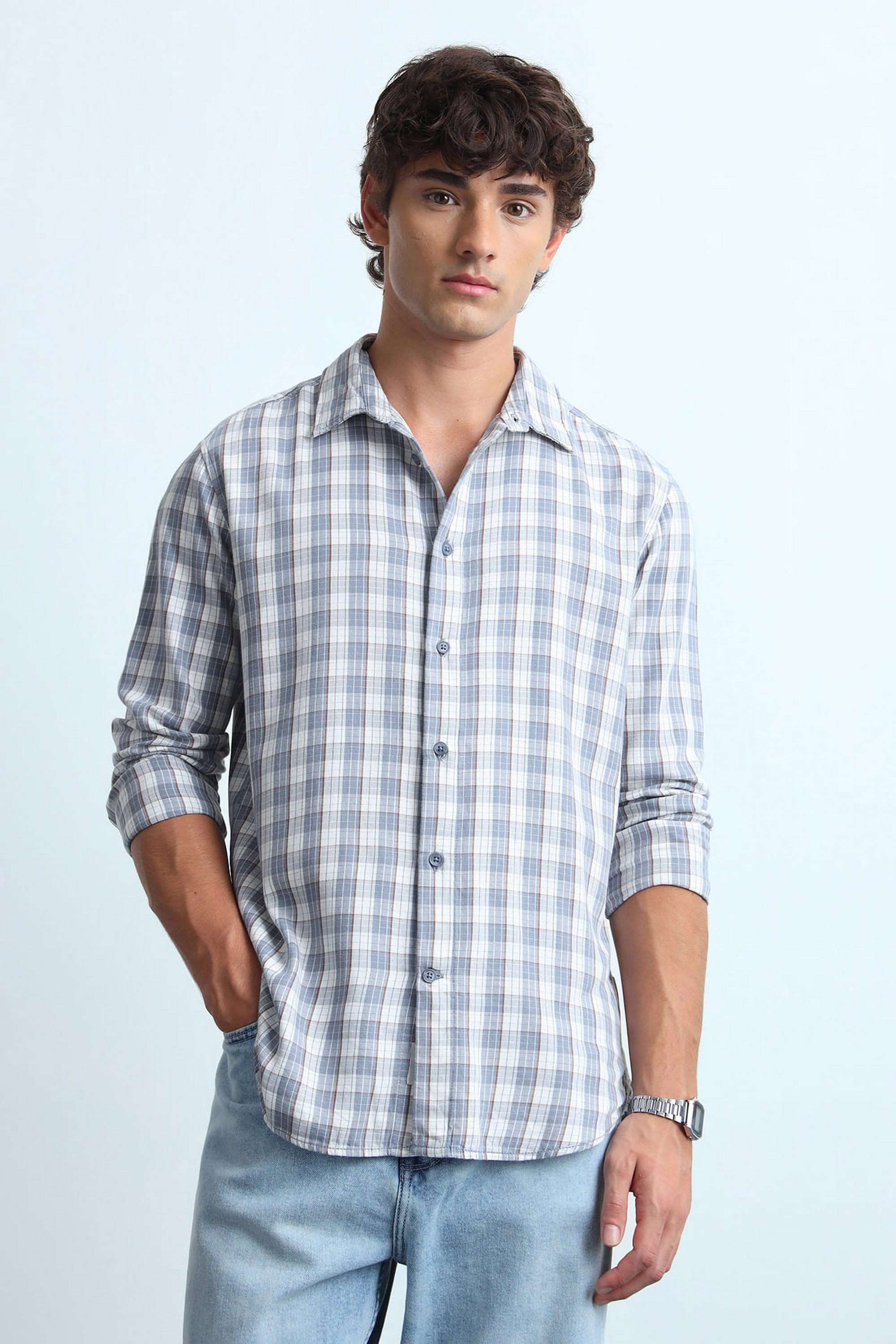 Checks-Cotton-Blend-Slim-Fit-Men-s-Casual-Shirt