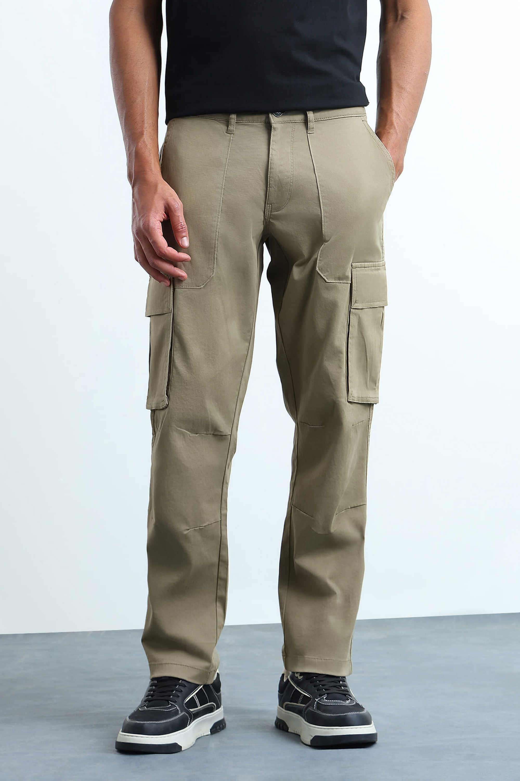 Solid-Cotton-Stretch-Tapered-Fit-Men-s-Trousers