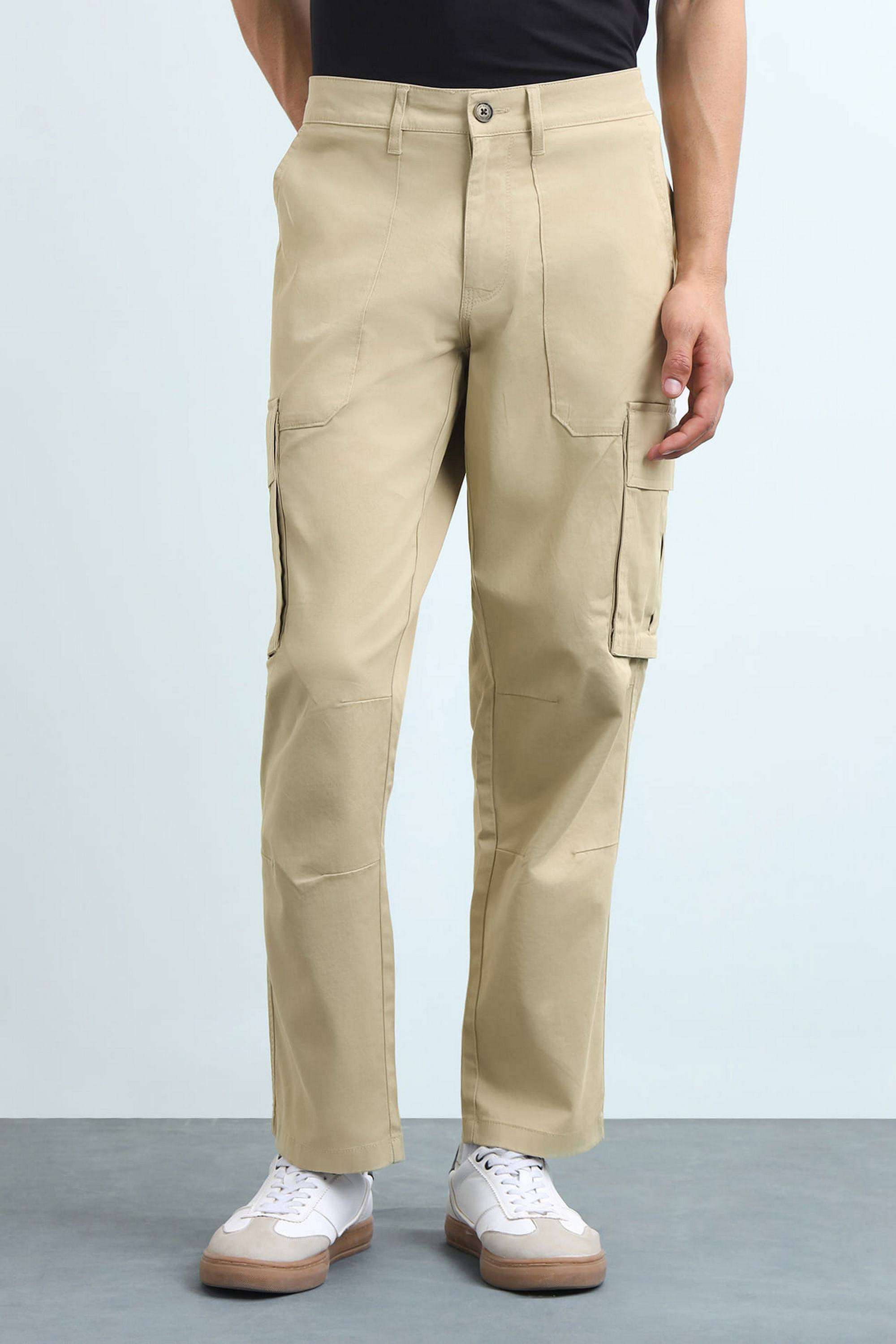 Solid-Cotton-Stretch-Tapered-Fit-Men-s-Trousers