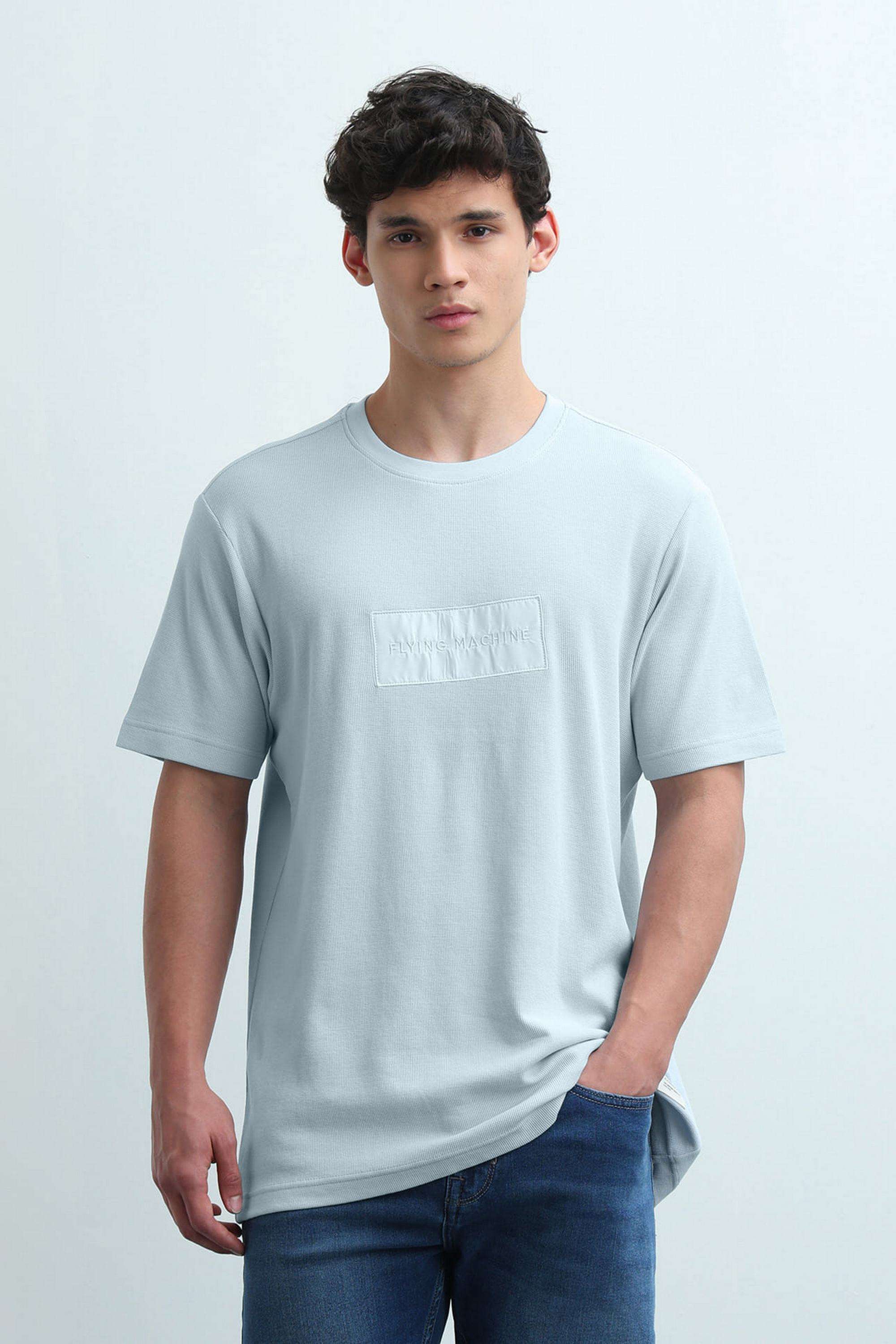 Solid-Blended-Fabric-Round-Neck-Men-s-T-Shirt