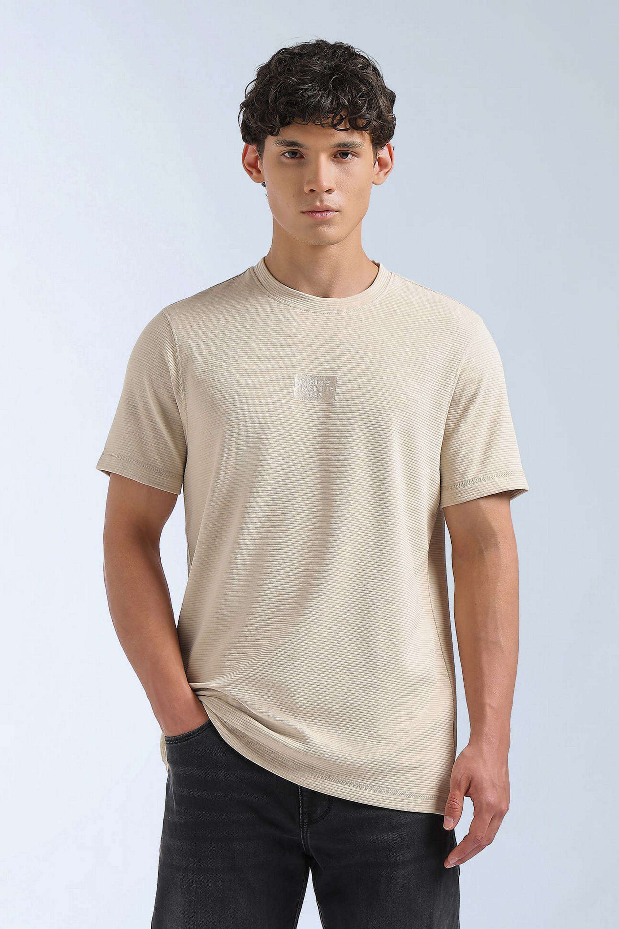 Solid-Blended-Fabric-Round-Neck-Men-s-T-Shirt