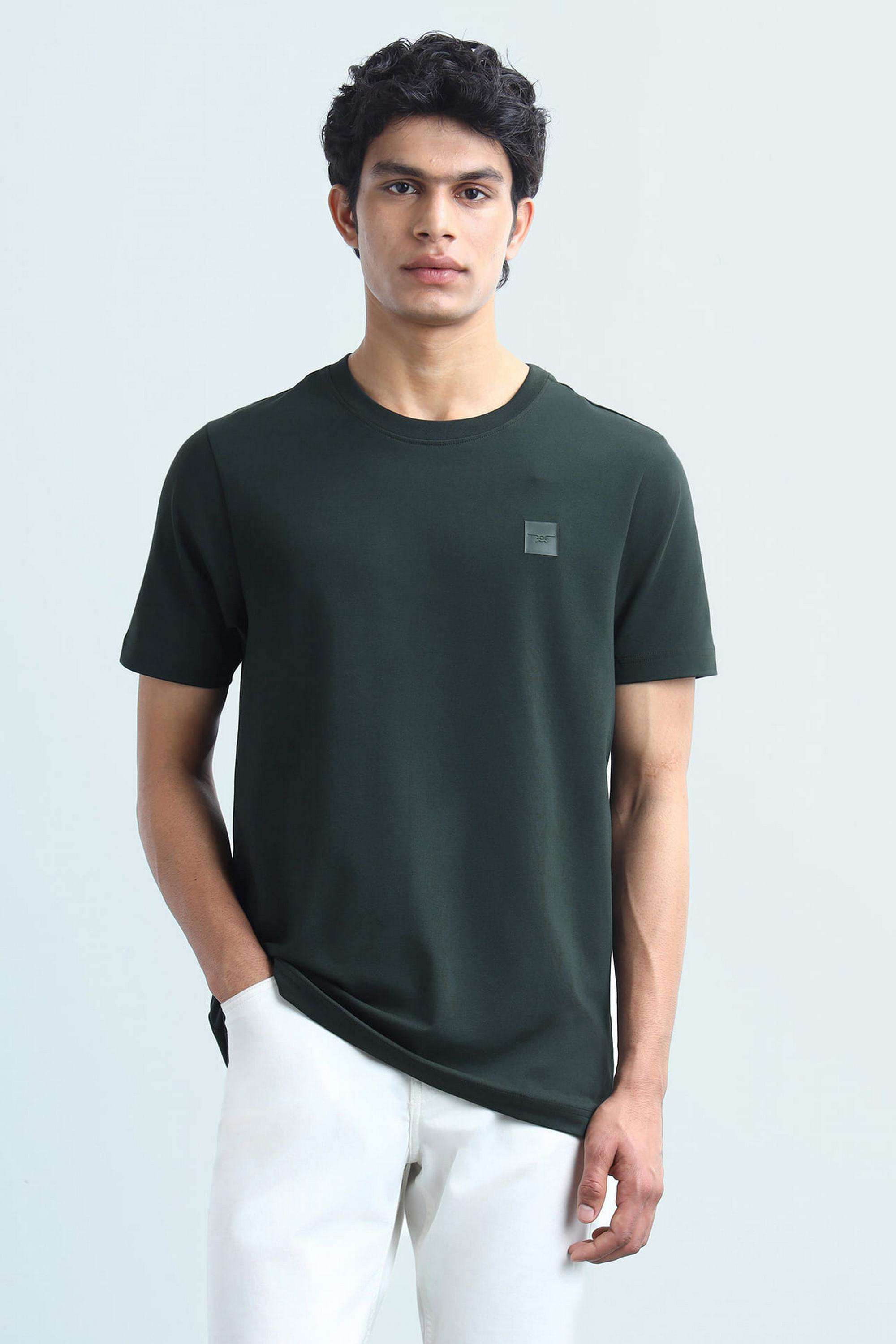 Solid-Blended-Fabric-Round-Neck-Men-s-T-Shirt