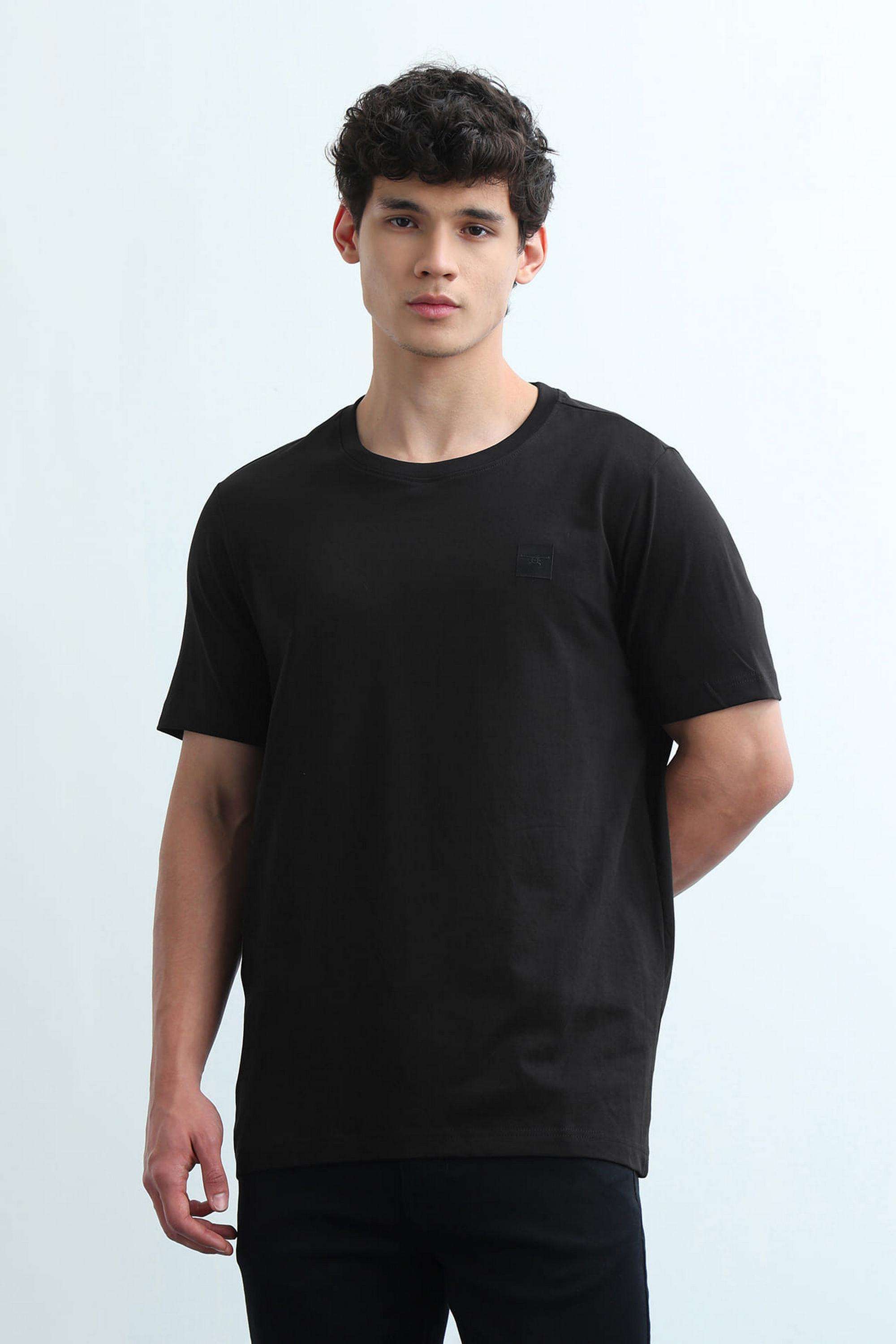 Solid-Blended-Fabric-Round-Neck-Men-s-T-Shirt