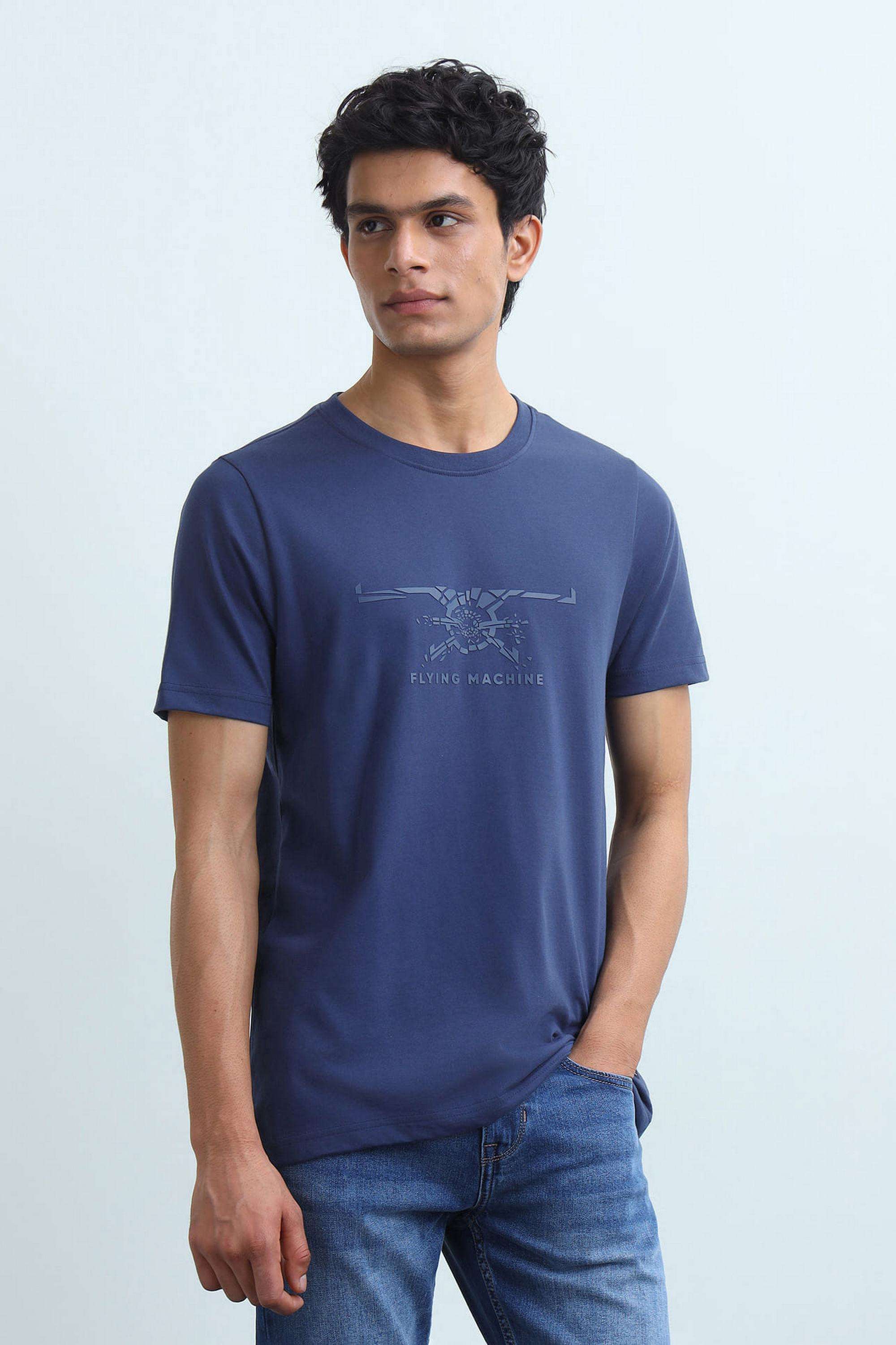 Solid-Blended-Fabric-Round-Neck-Men-s-T-Shirt