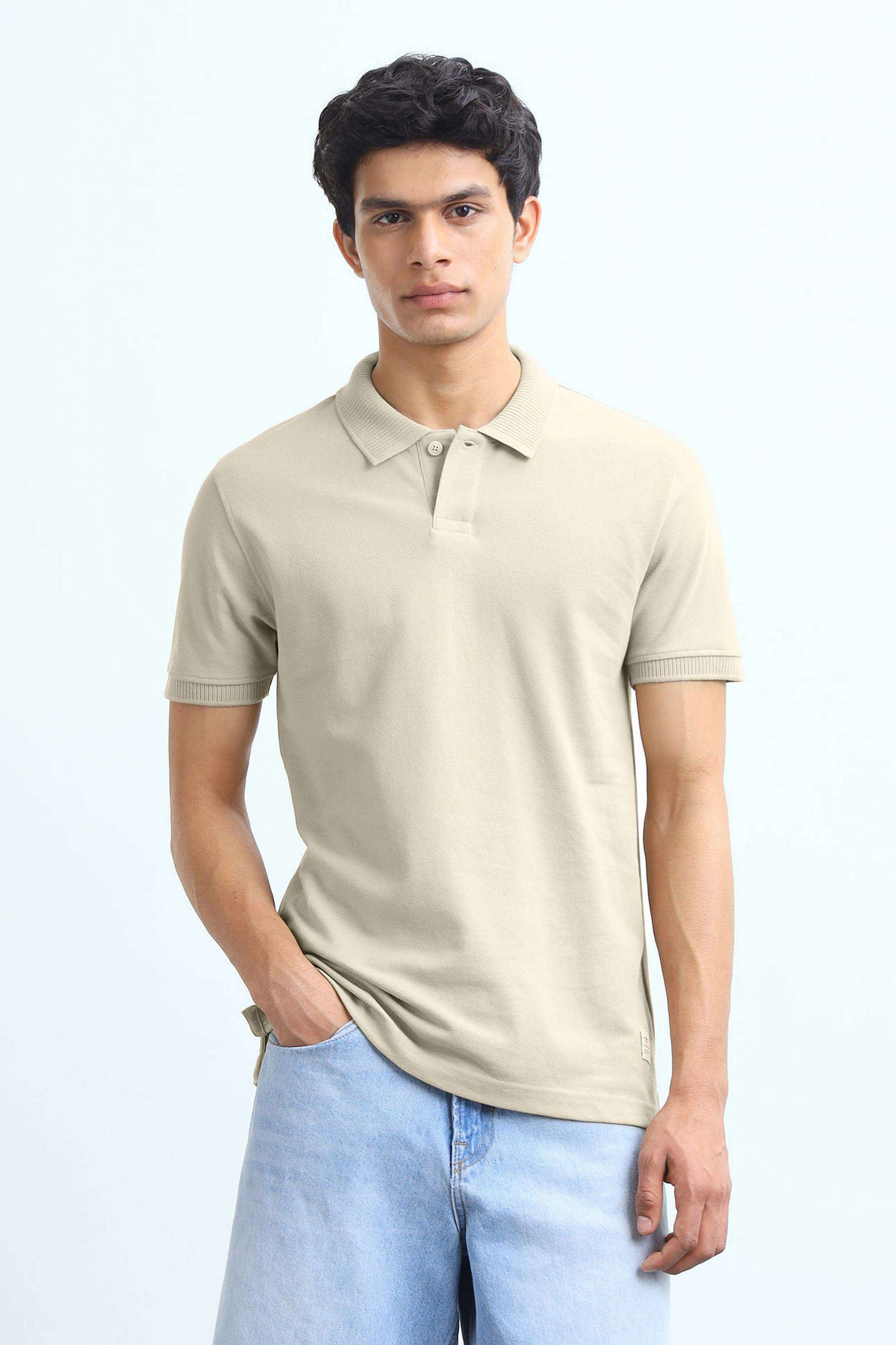 Solid-Blended-Fabric-Polo-Men-s-T-Shirt