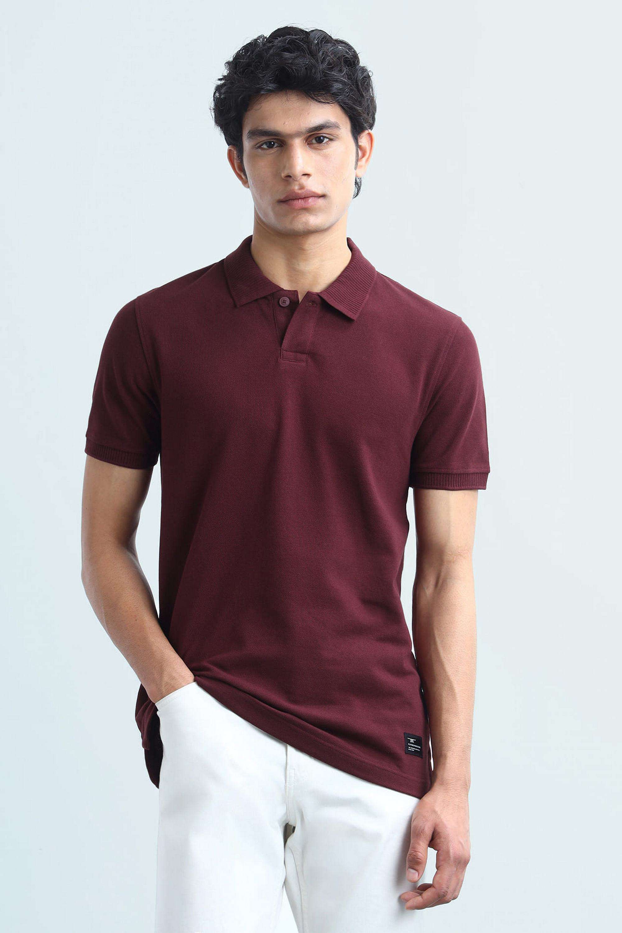 Solid-Blended-Fabric-Polo-Men-s-T-Shirt
