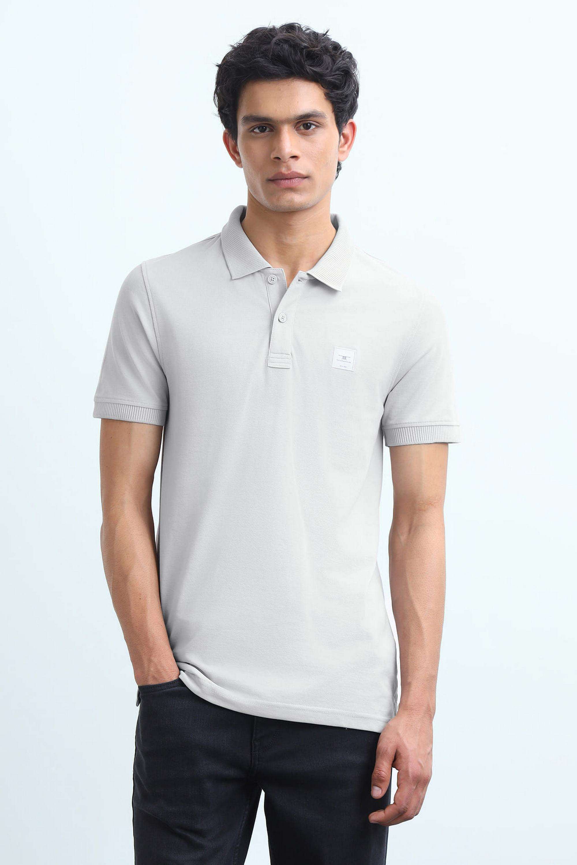 Solid-Blended-Fabric-Polo-Men-s-T-Shirt