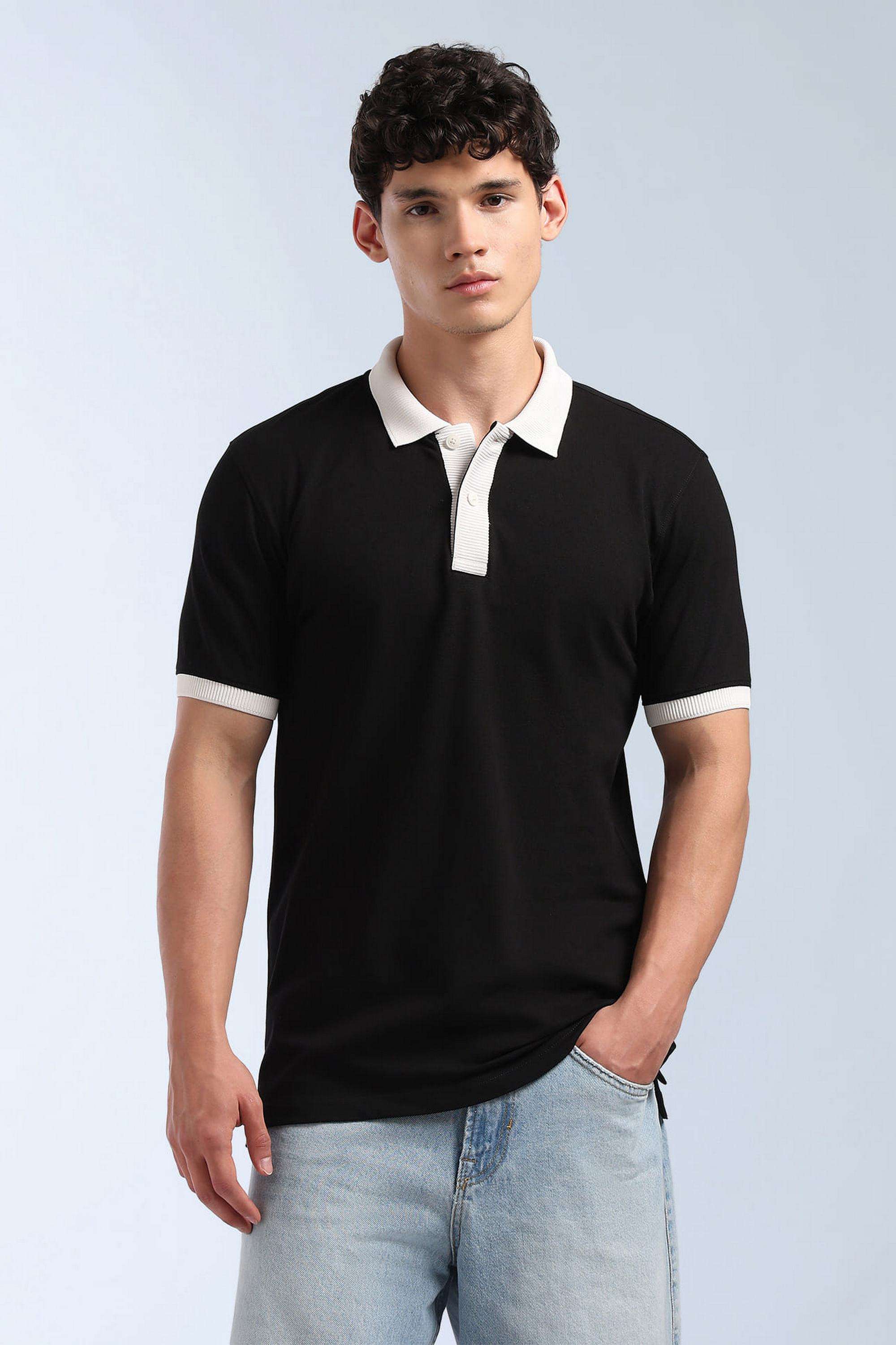 Solid-Blended-Fabric-Polo-Men-s-T-Shirt