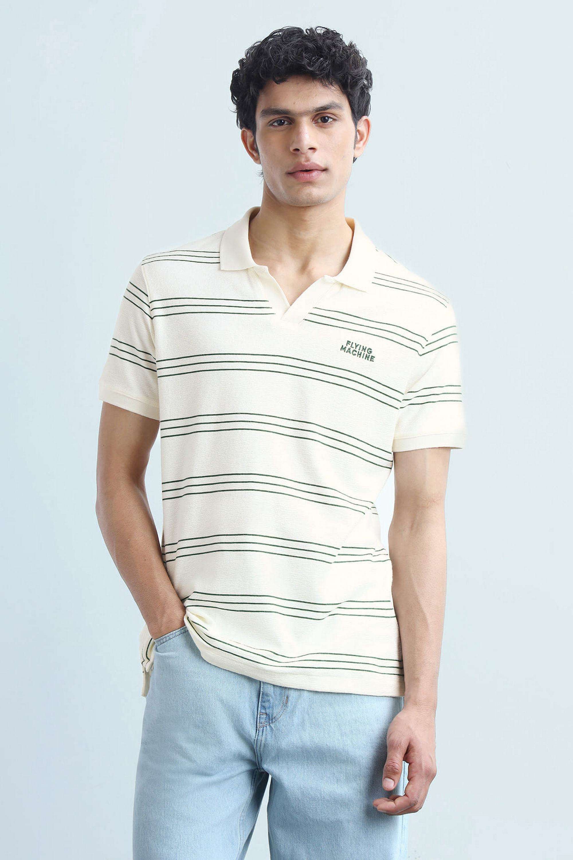 Stripes-Blended-Fabric-Polo-Men-s-T-Shirt