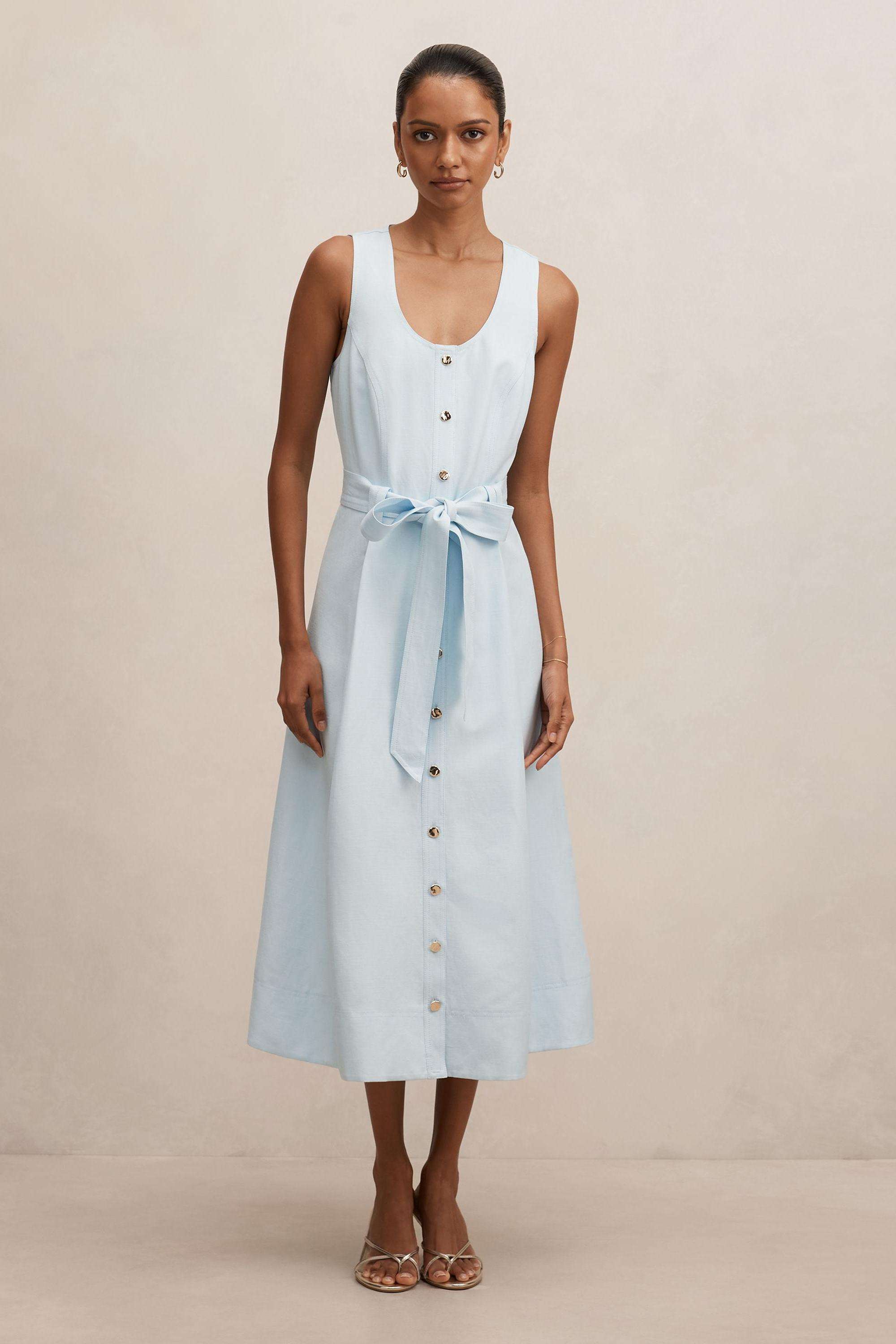 Buy Forever New blue Solid Blended Fabric Women's Dress | Shoppers Stop