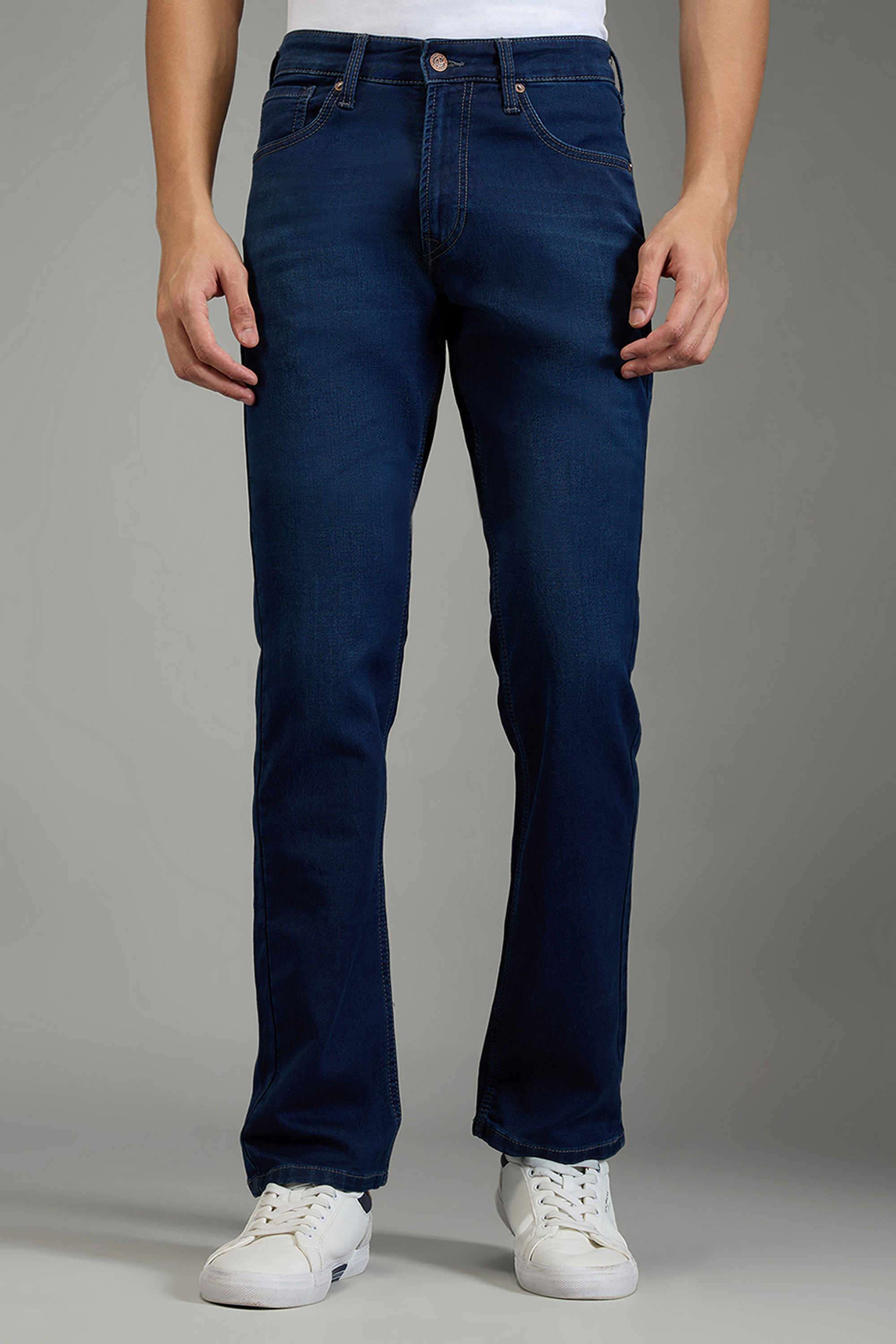 Solid-Blended-Fabric-Straight-Fit-Men-S-Jeans