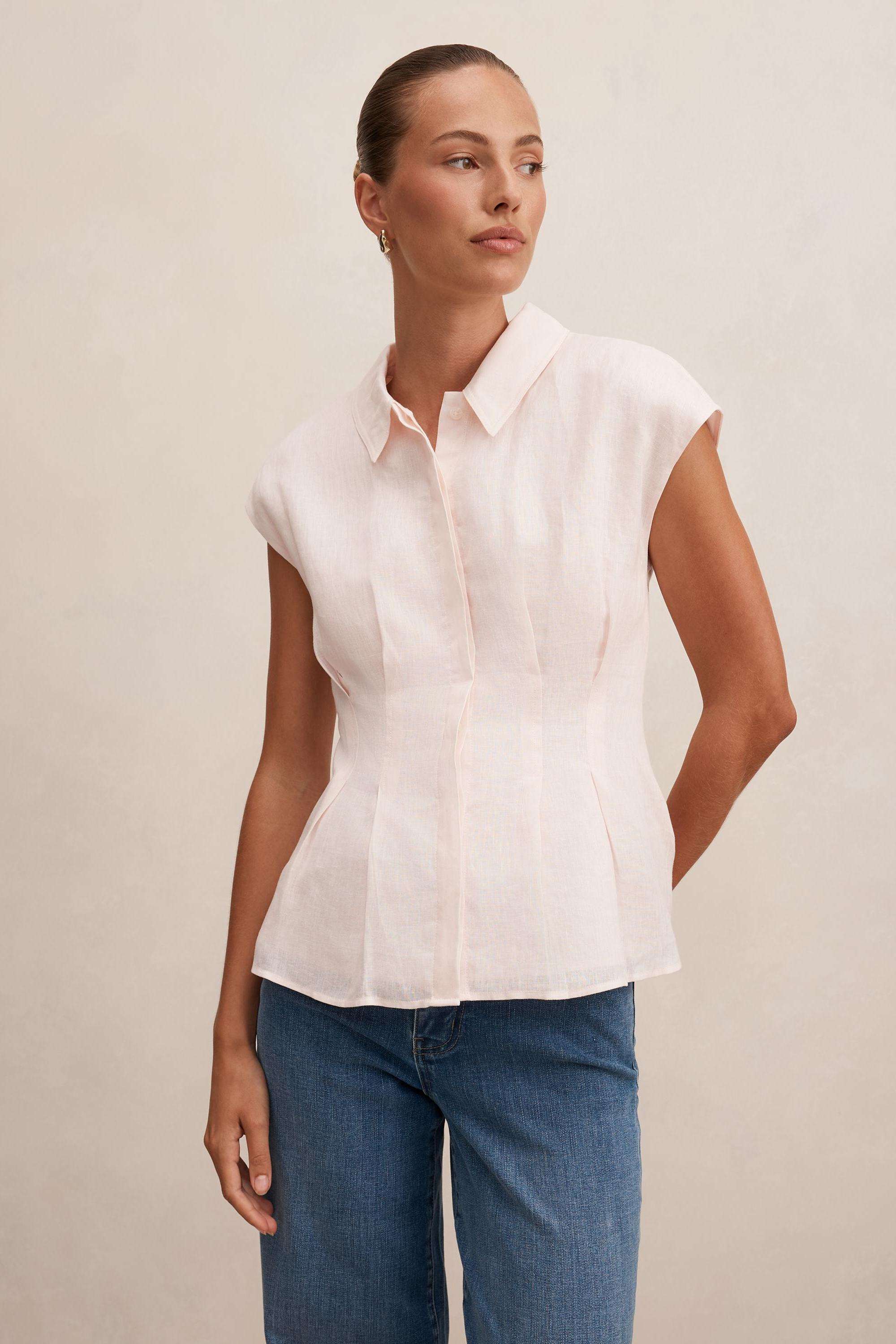 Solid-Blended-Fabric-Women-s-Top