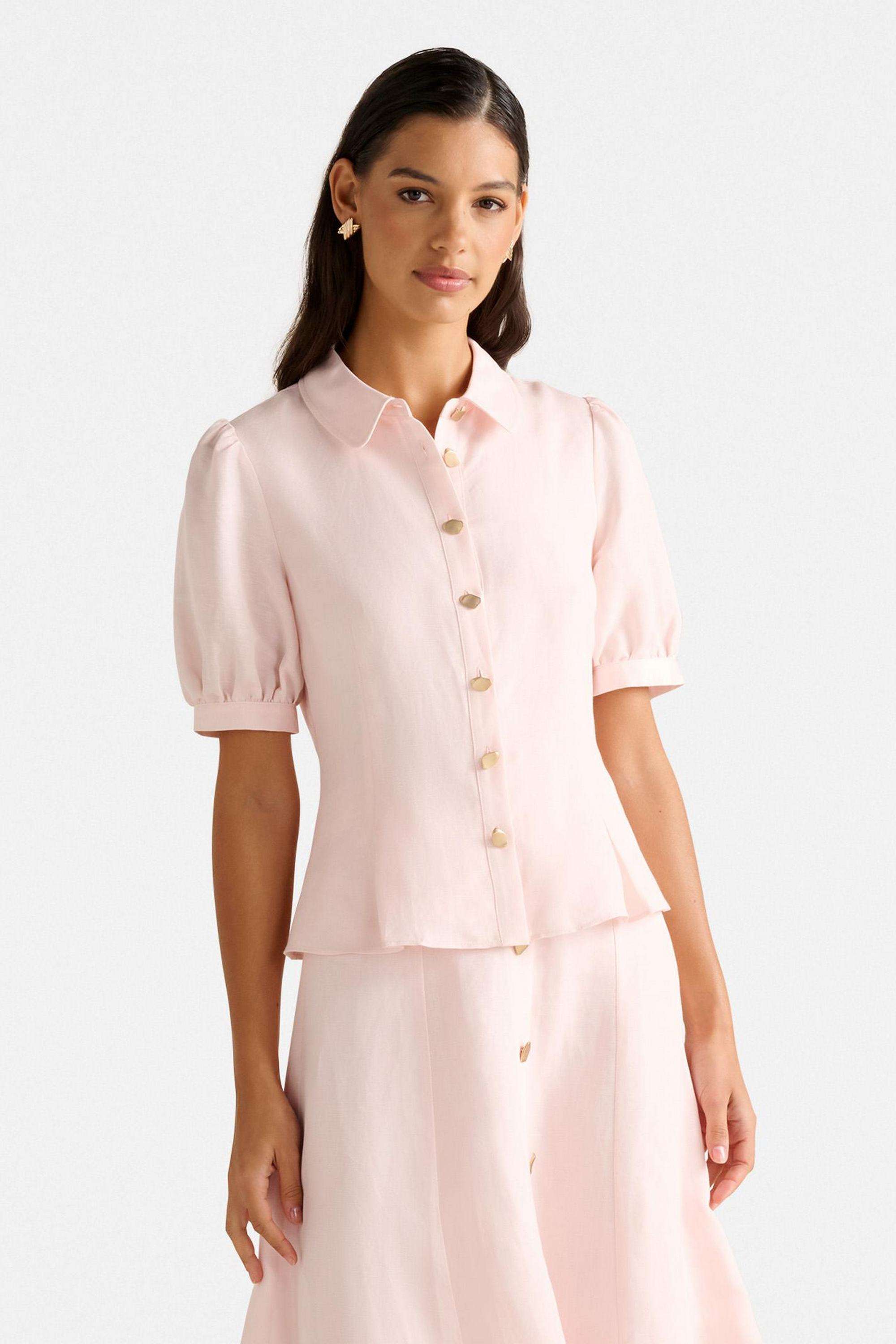 Solid-Blended-Fabric-Women-s-Top