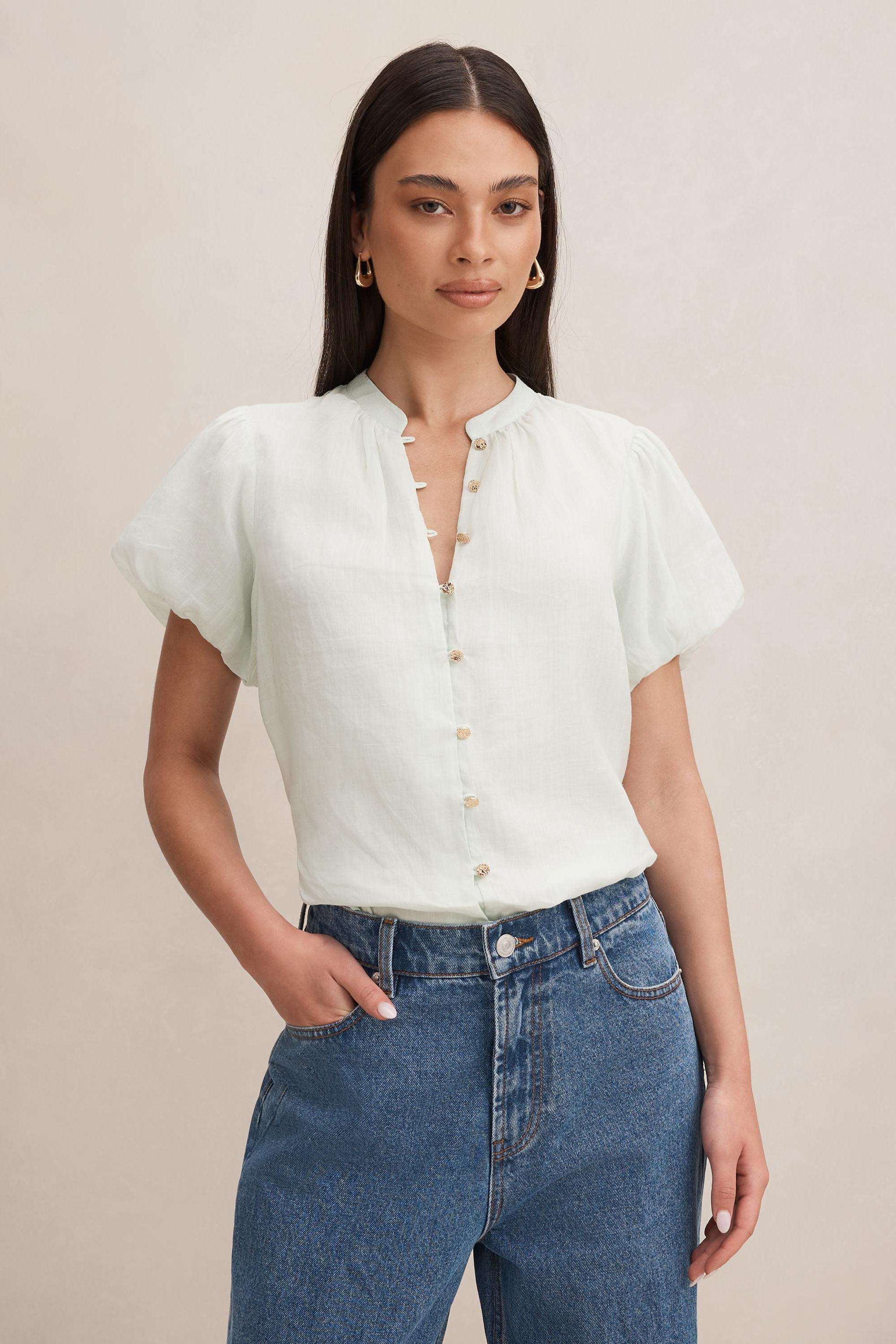 Solid-Blended-Fabric-Women-s-Top