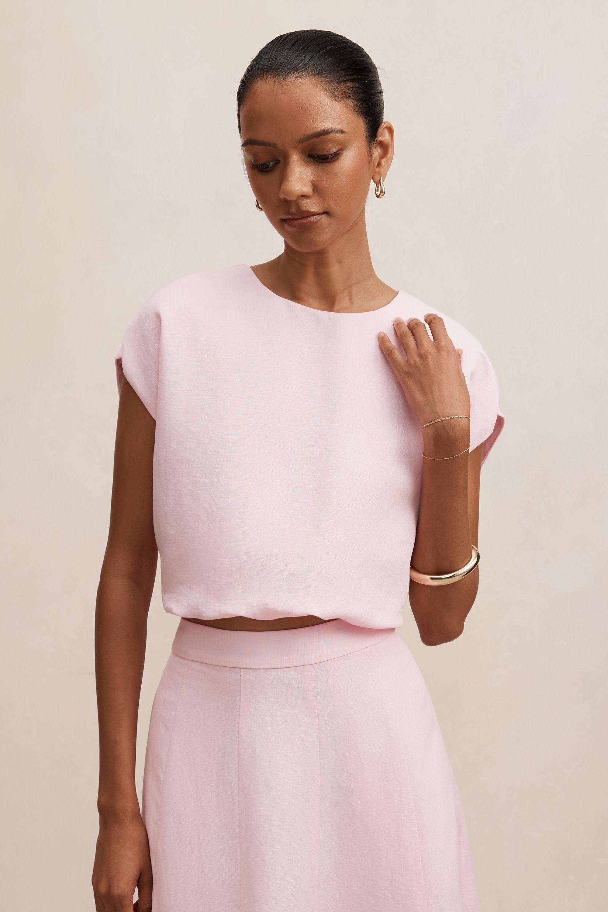 Solid-Blended-Fabric-Women-s-Top
