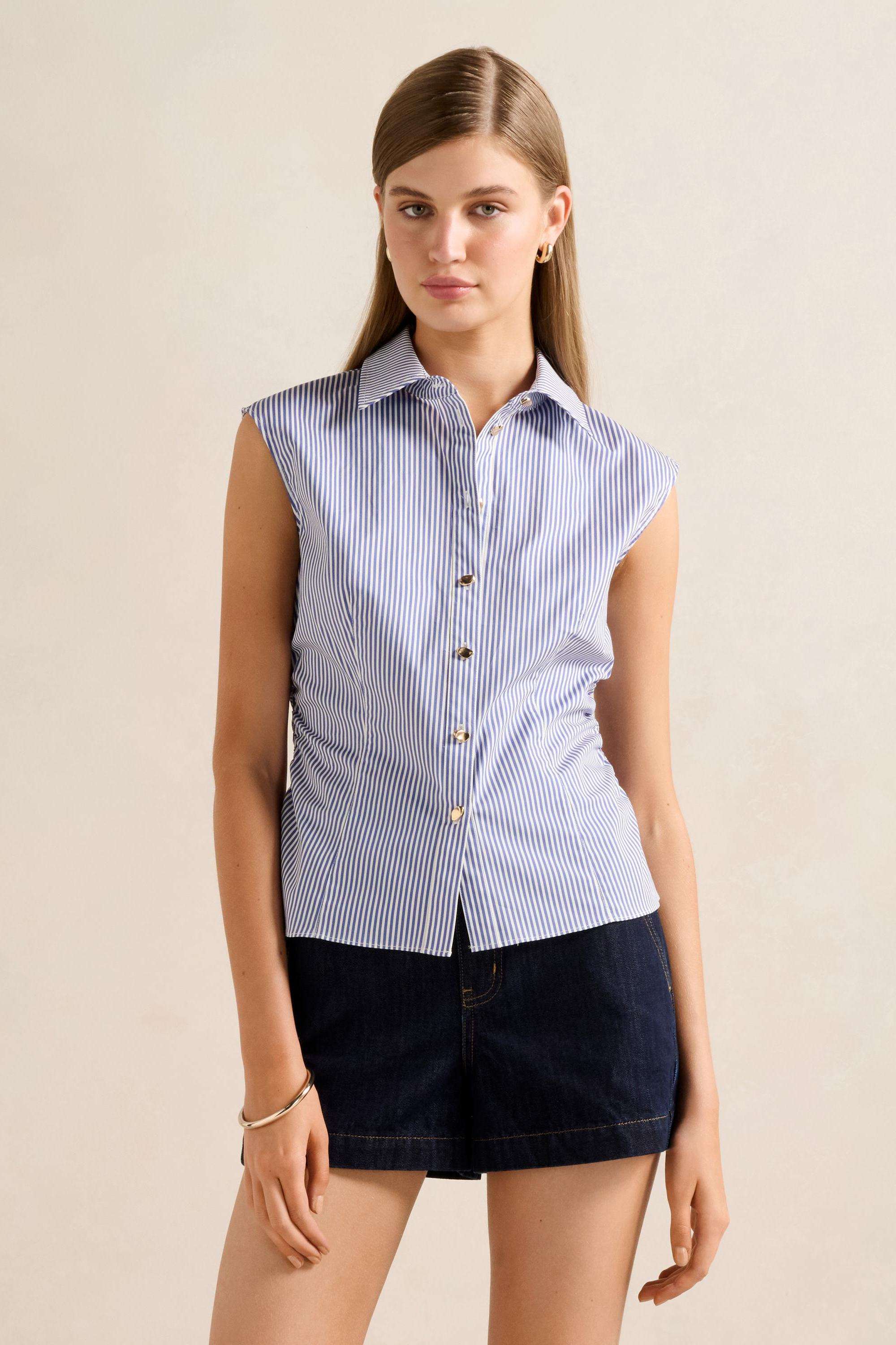 Solid-Blended-Fabric-Women-s-Top