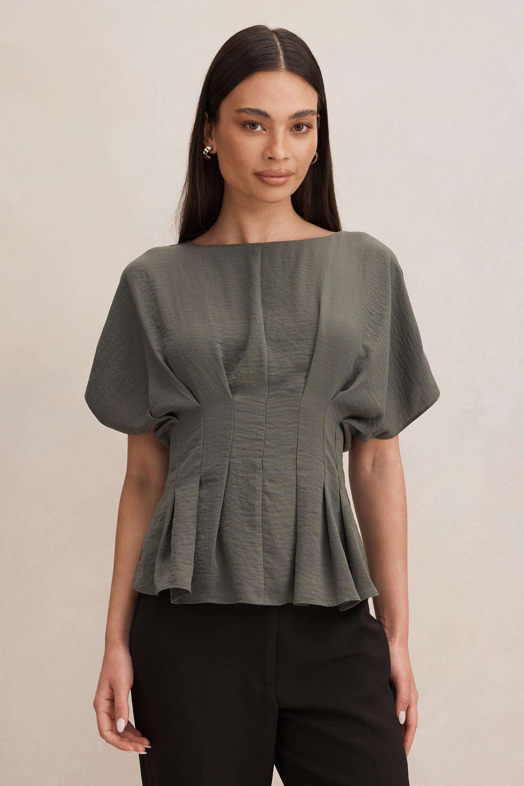 Solid-Blended-Fabric-Women-s-Top