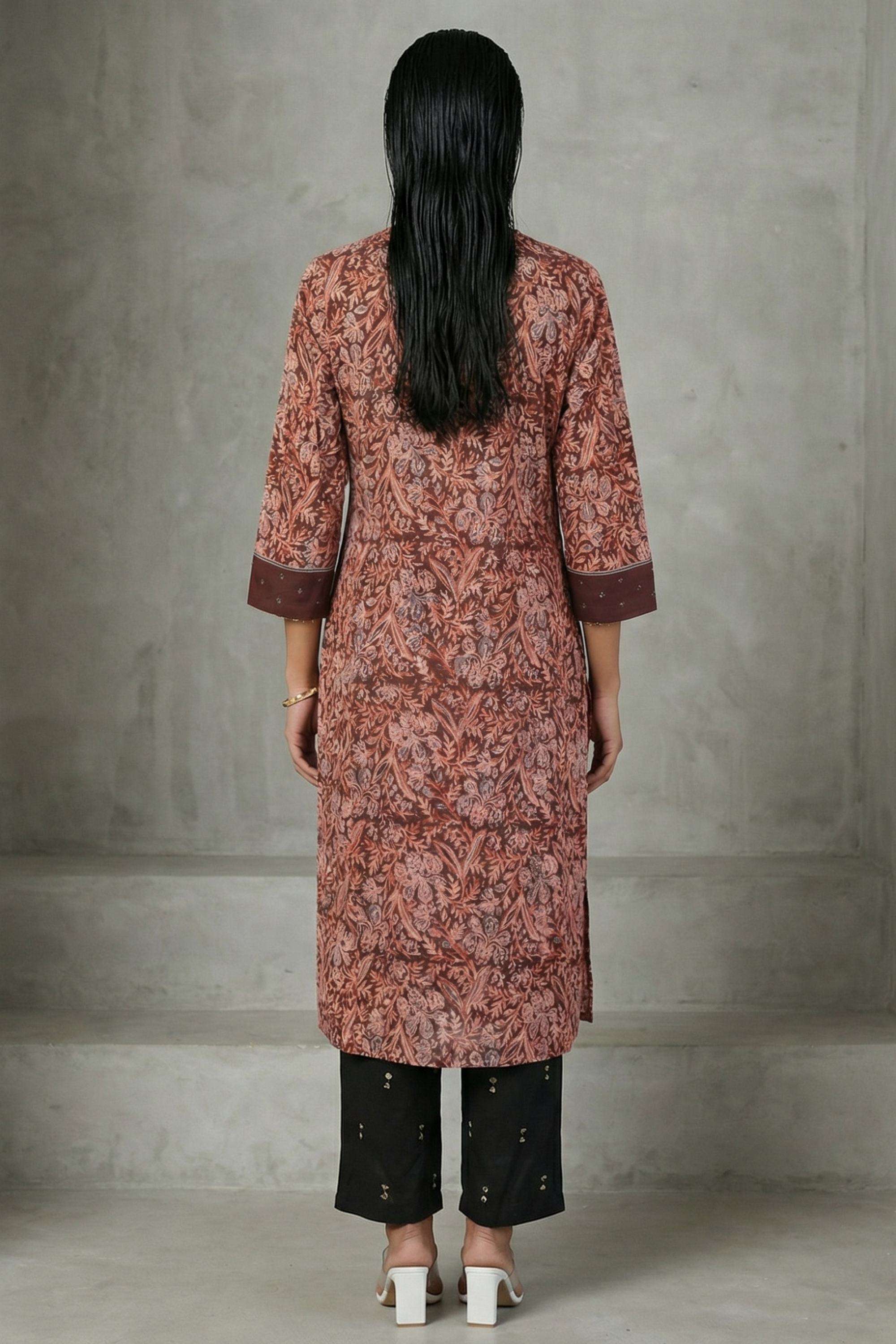 Floral-Blended-Fabric-Round-Neck-Women-s-Top