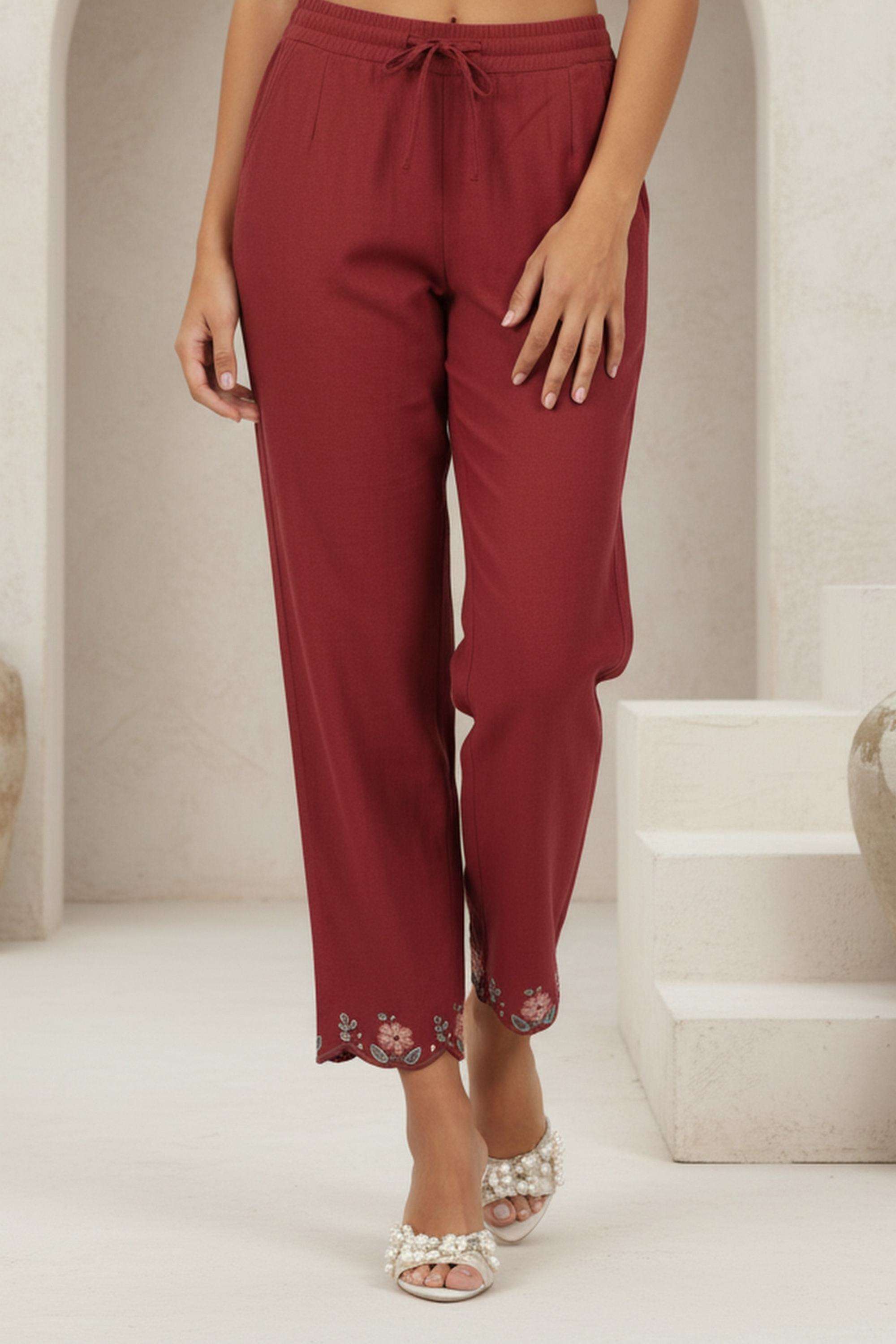 Embroidered-Straight-Fit-Cotton-Blend-Women-s-Ethnic-Pants