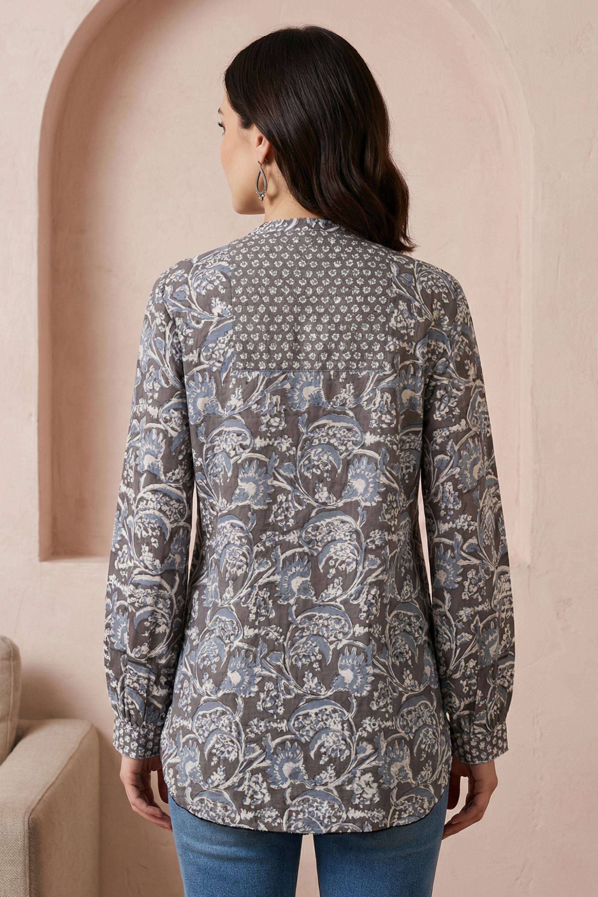 Floral-Rayon-Round-Neck-Women-s-Top
