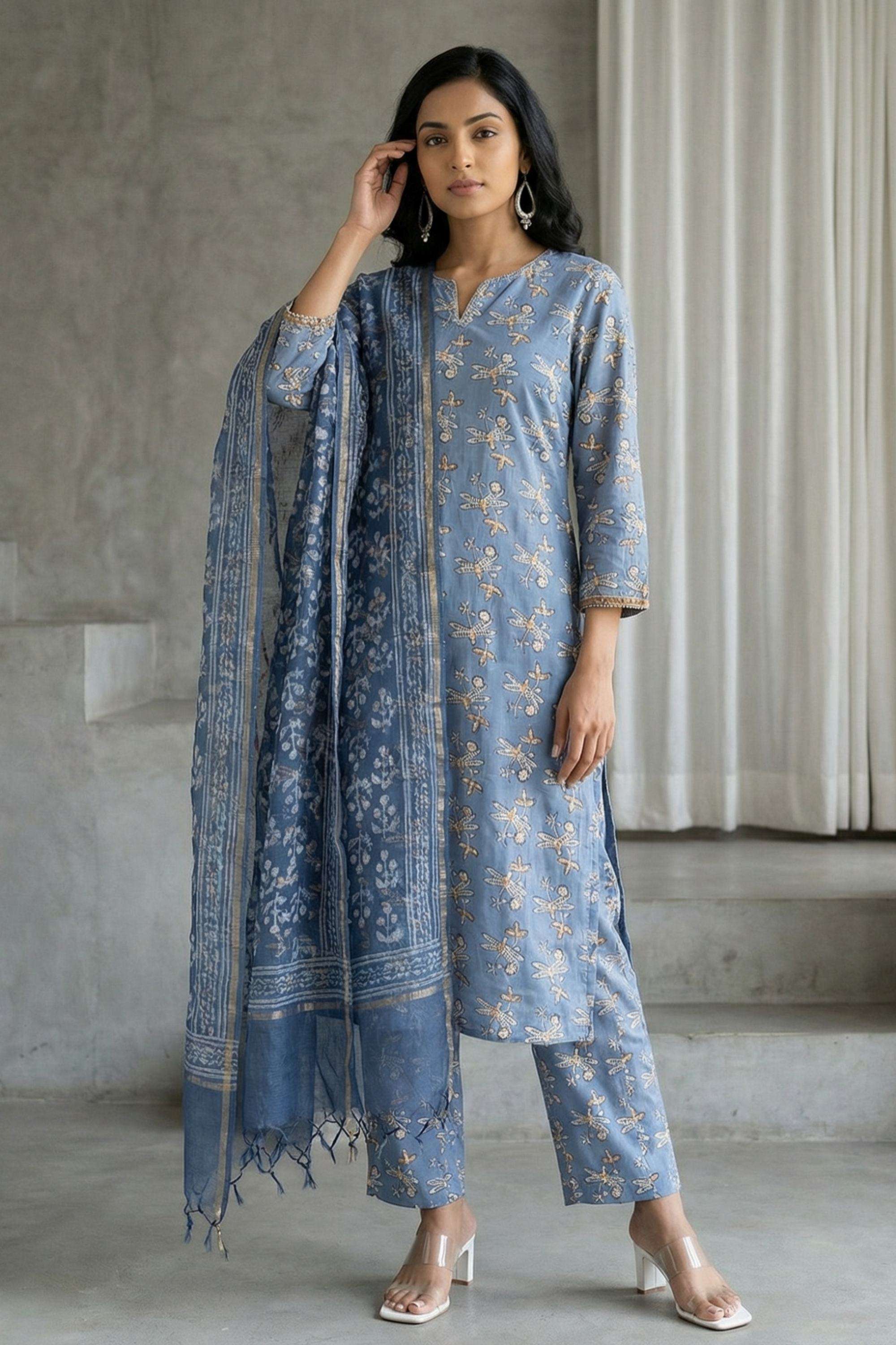 Floral-Cotton-Blend-Woven-Women-s-Dupatta