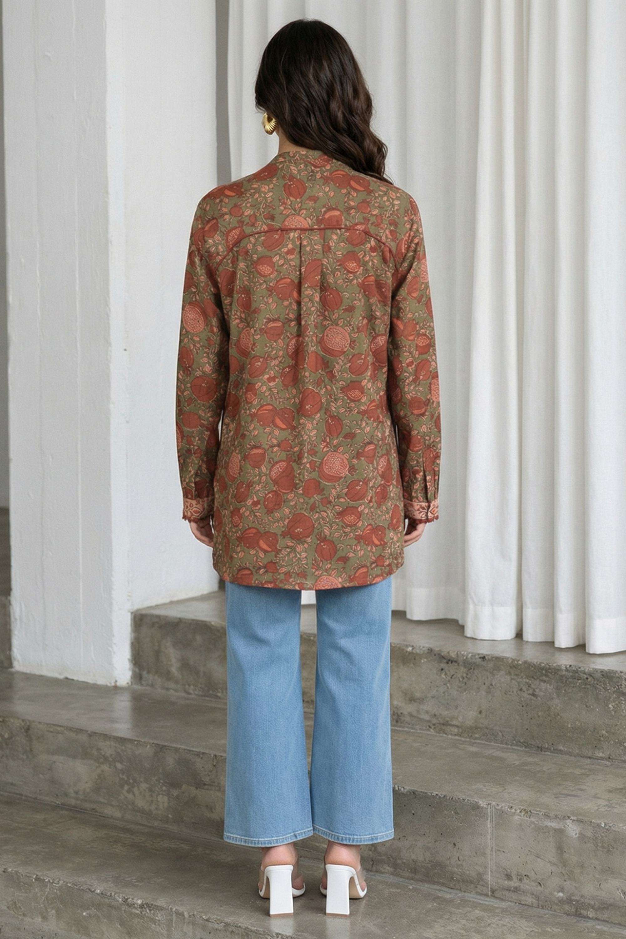 Floral-Blended-Fabric-Round-Neck-Women-s-Top