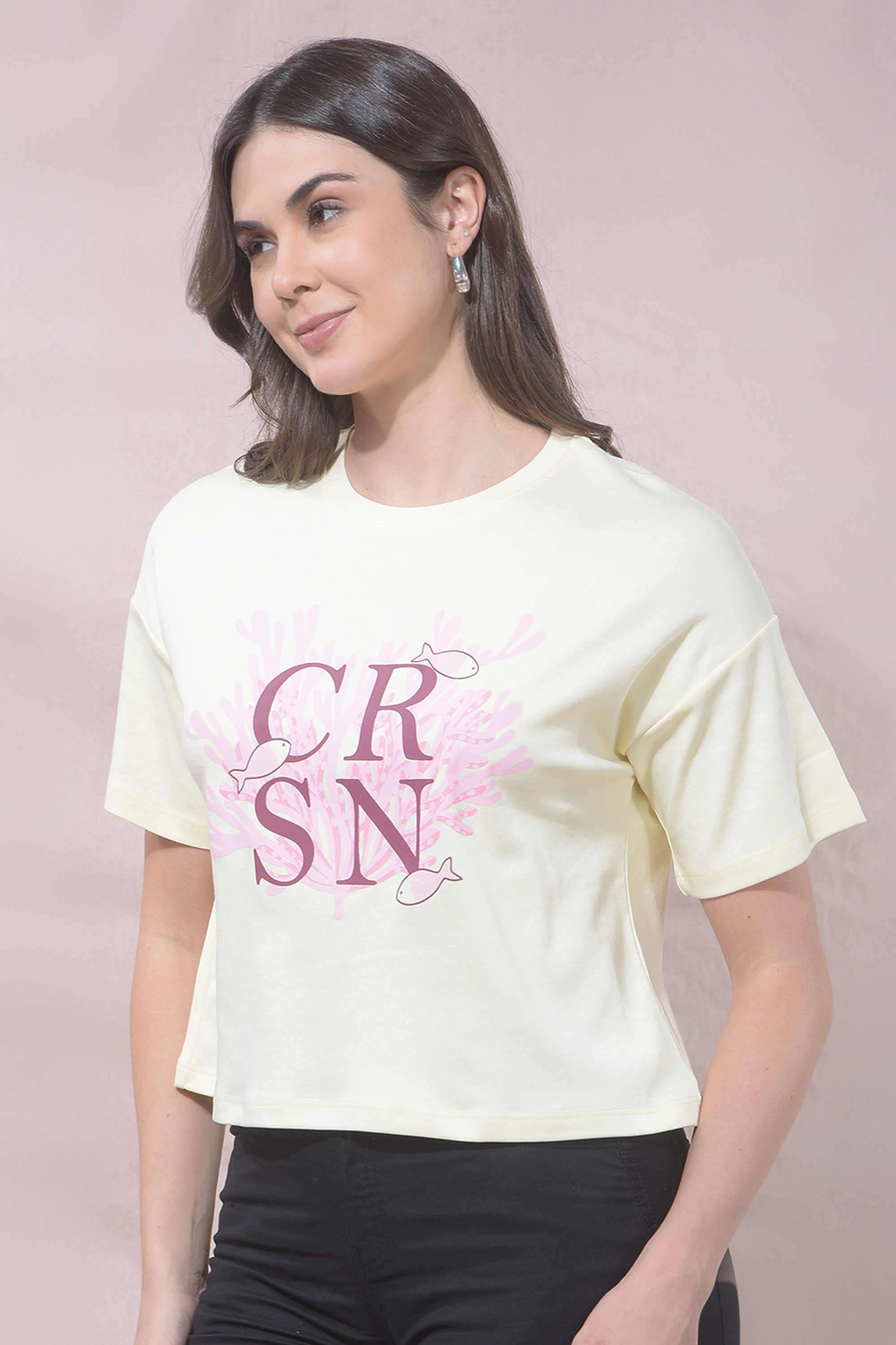 crimsoune club Printed Cotton Blend Round Neck Women's T-Shirt-picture-33
