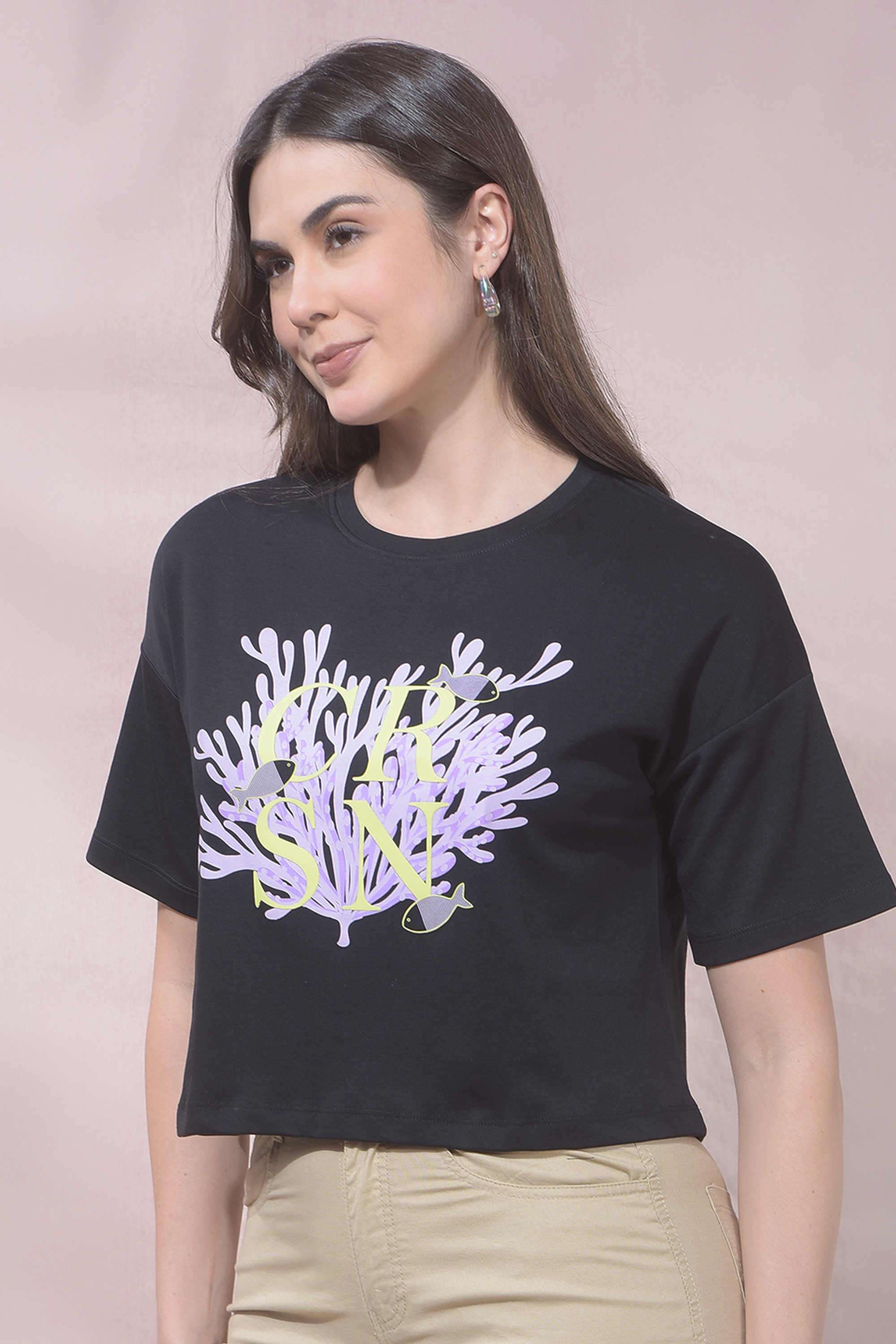 crimsoune club Printed Cotton Blend Round Neck Women's T-Shirt-picture-22