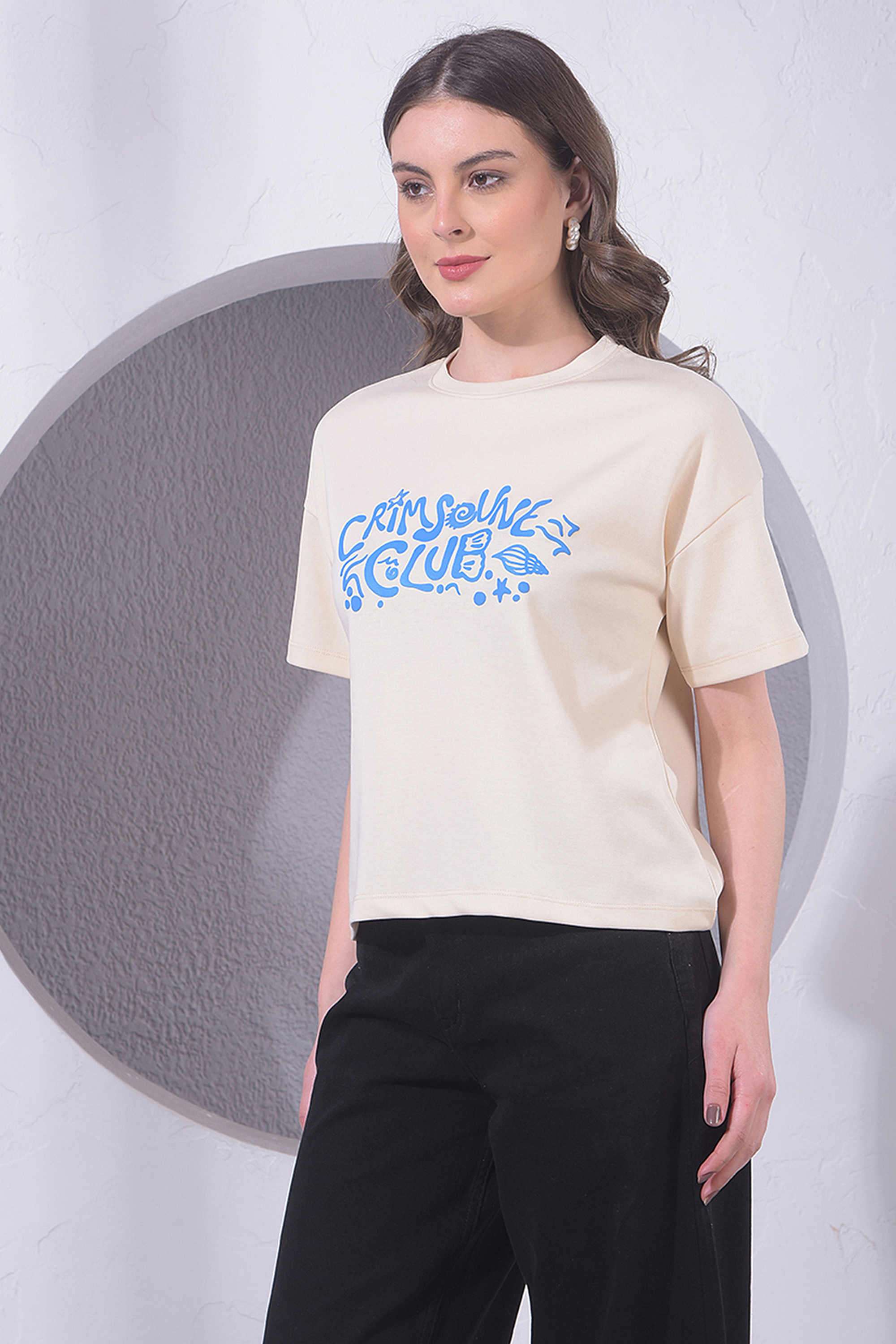crimsoune club Printed Cotton Blend Round Neck Women's T-Shirt-picture-41