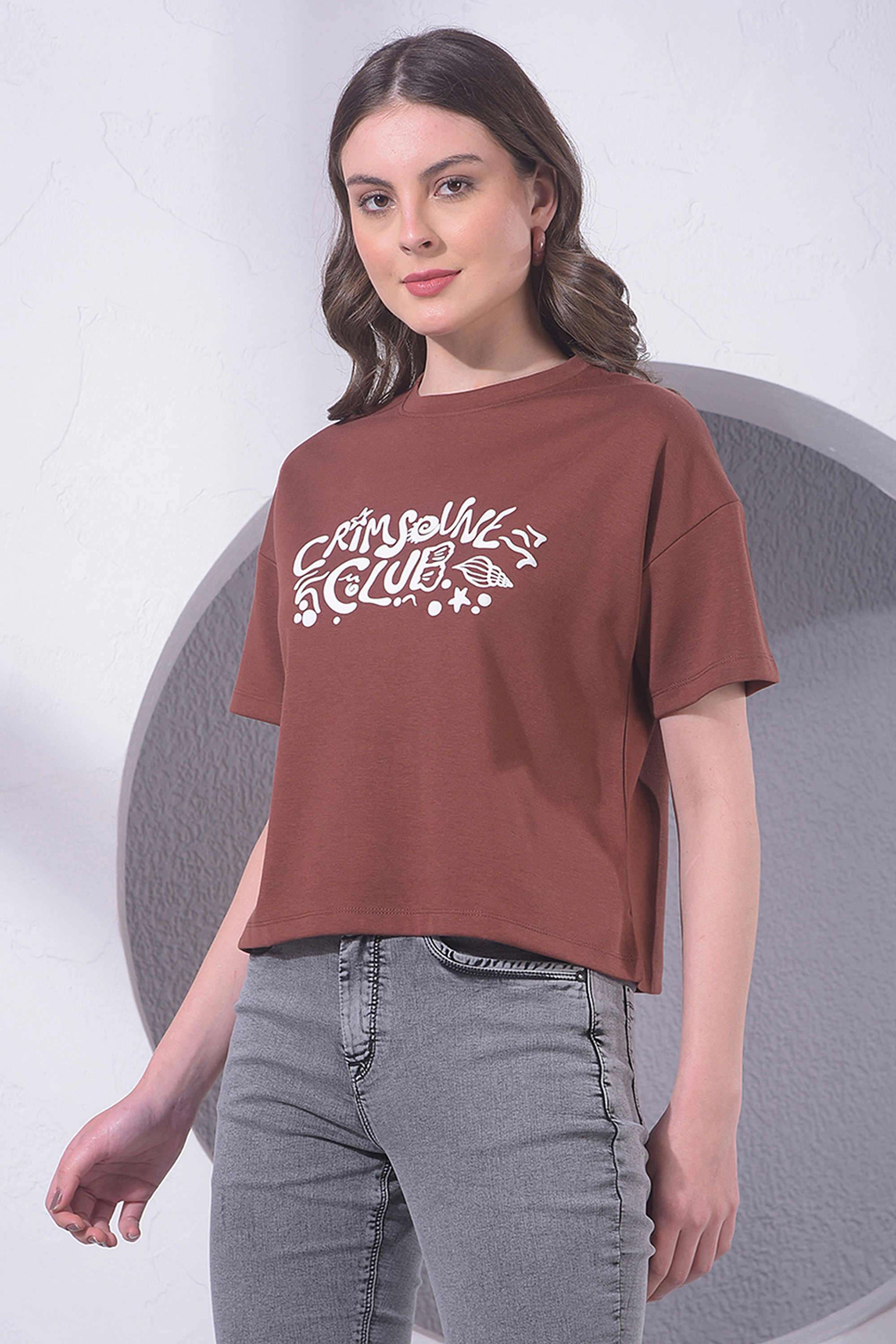 crimsoune club Printed Cotton Blend Round Neck Women's T-Shirt-picture-38