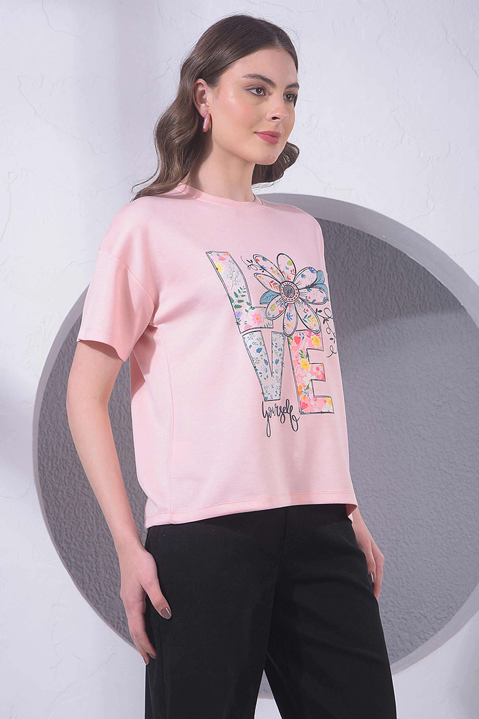 crimsoune club Printed Blended Fabric Round Neck Women's T-Shirt-picture-38