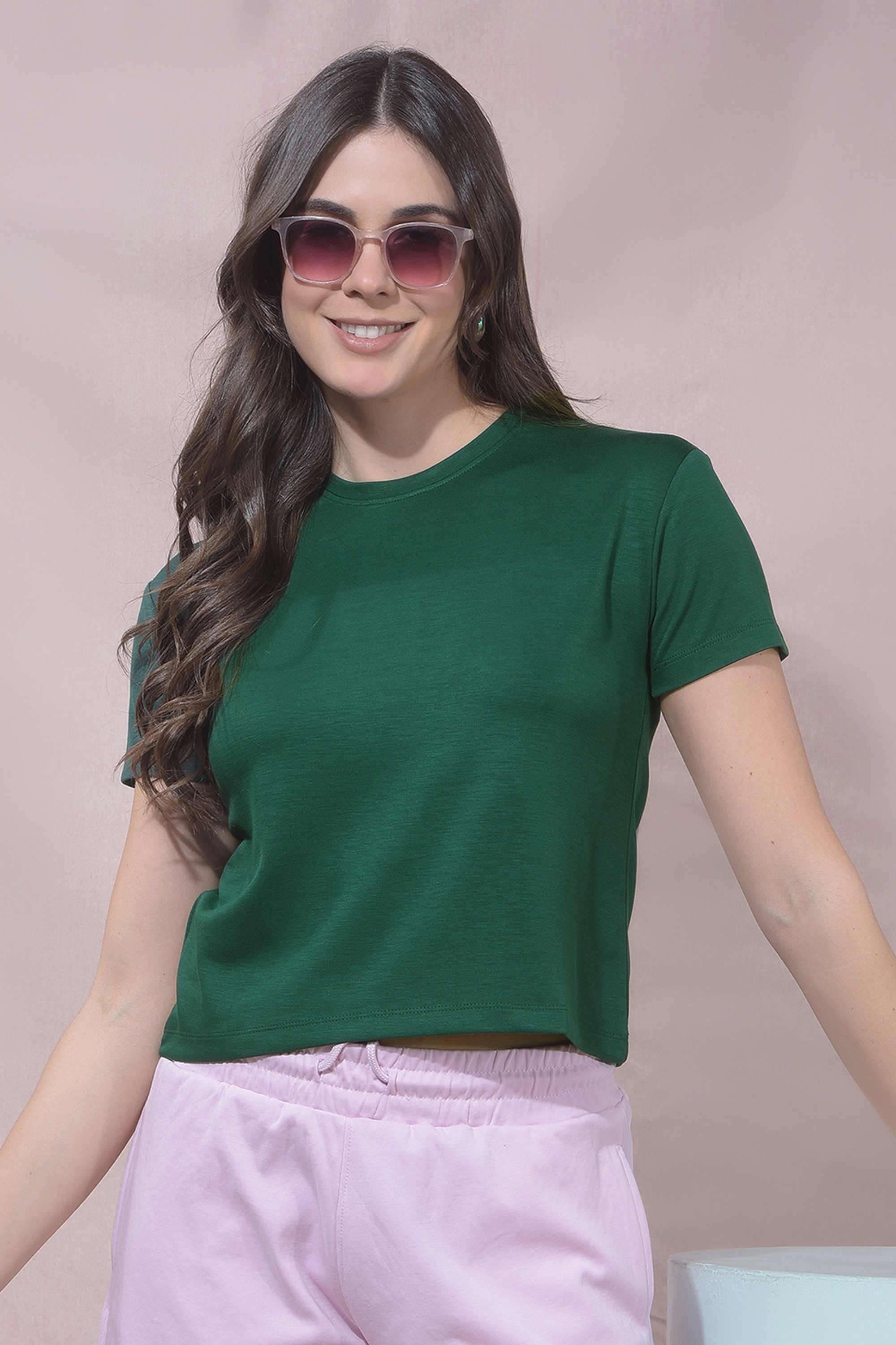 crimsoune club Solid Blended Fabric Round Neck Women's T-Shirt-picture-27