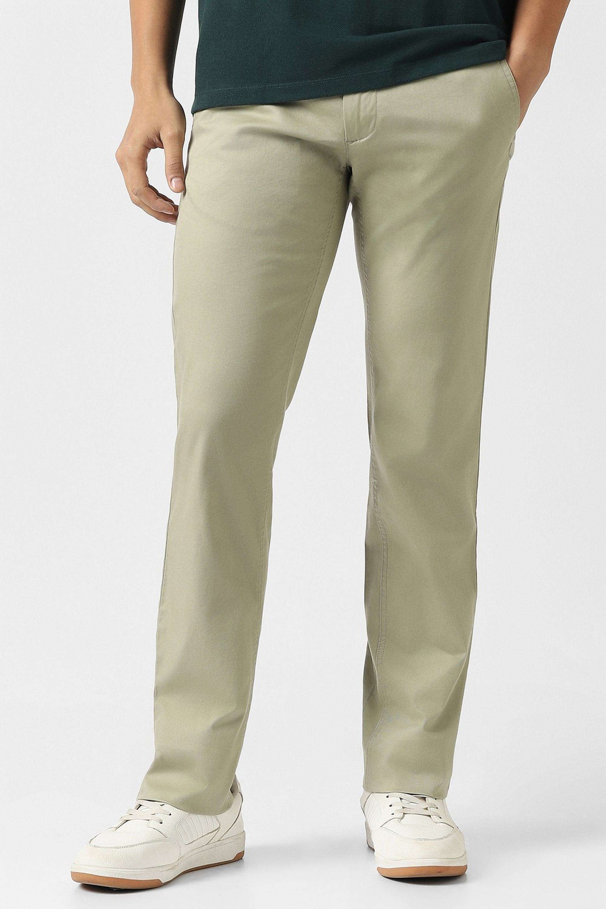 Solid-Cotton-Blend-Slim-Fit-Men-s-Casual-Trousers