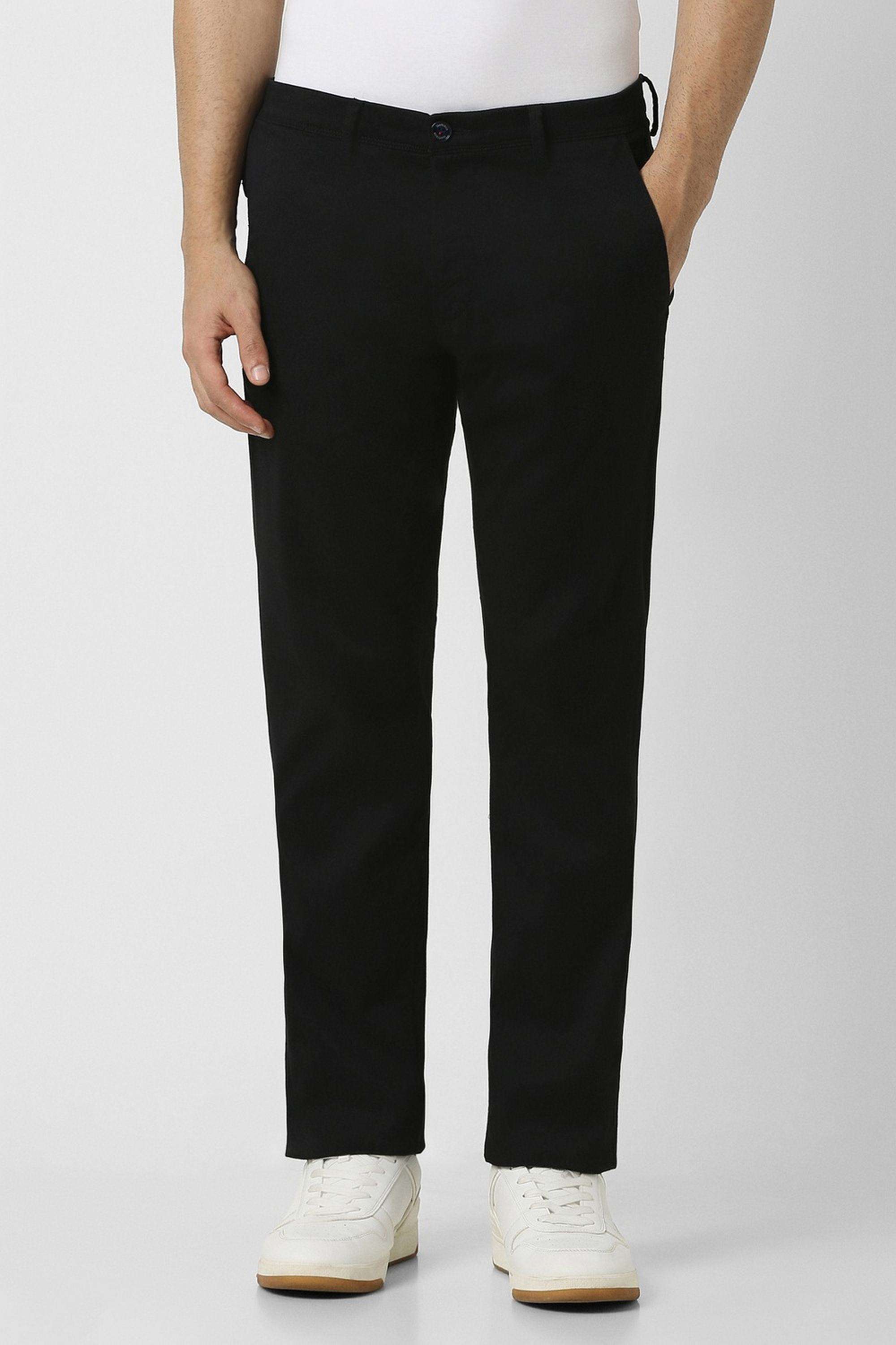 Solid-Cotton-Blend-Slim-Fit-Men-s-Casual-Trousers