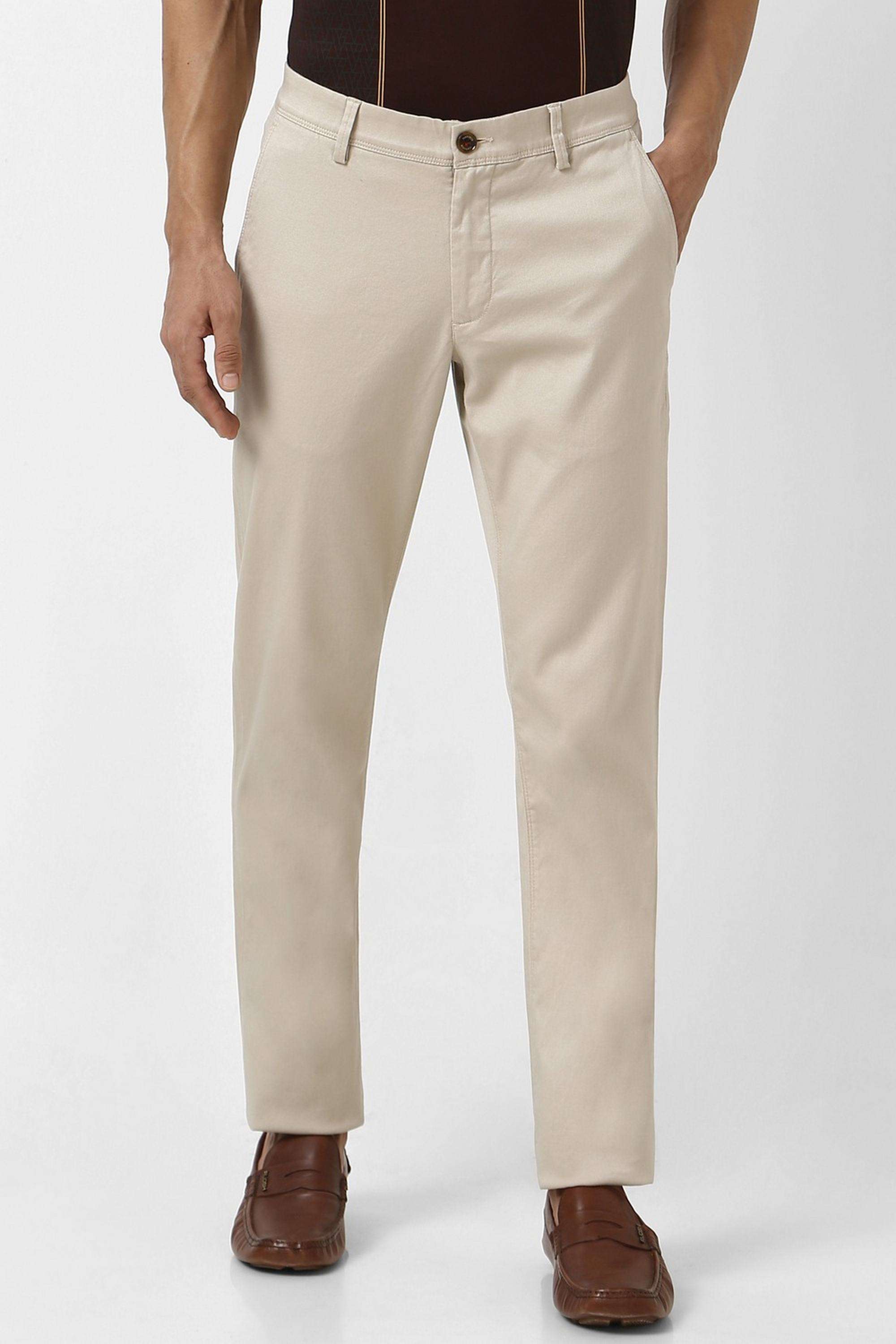 Solid-Cotton-Blend-Slim-Fit-Men-s-Casual-Trousers